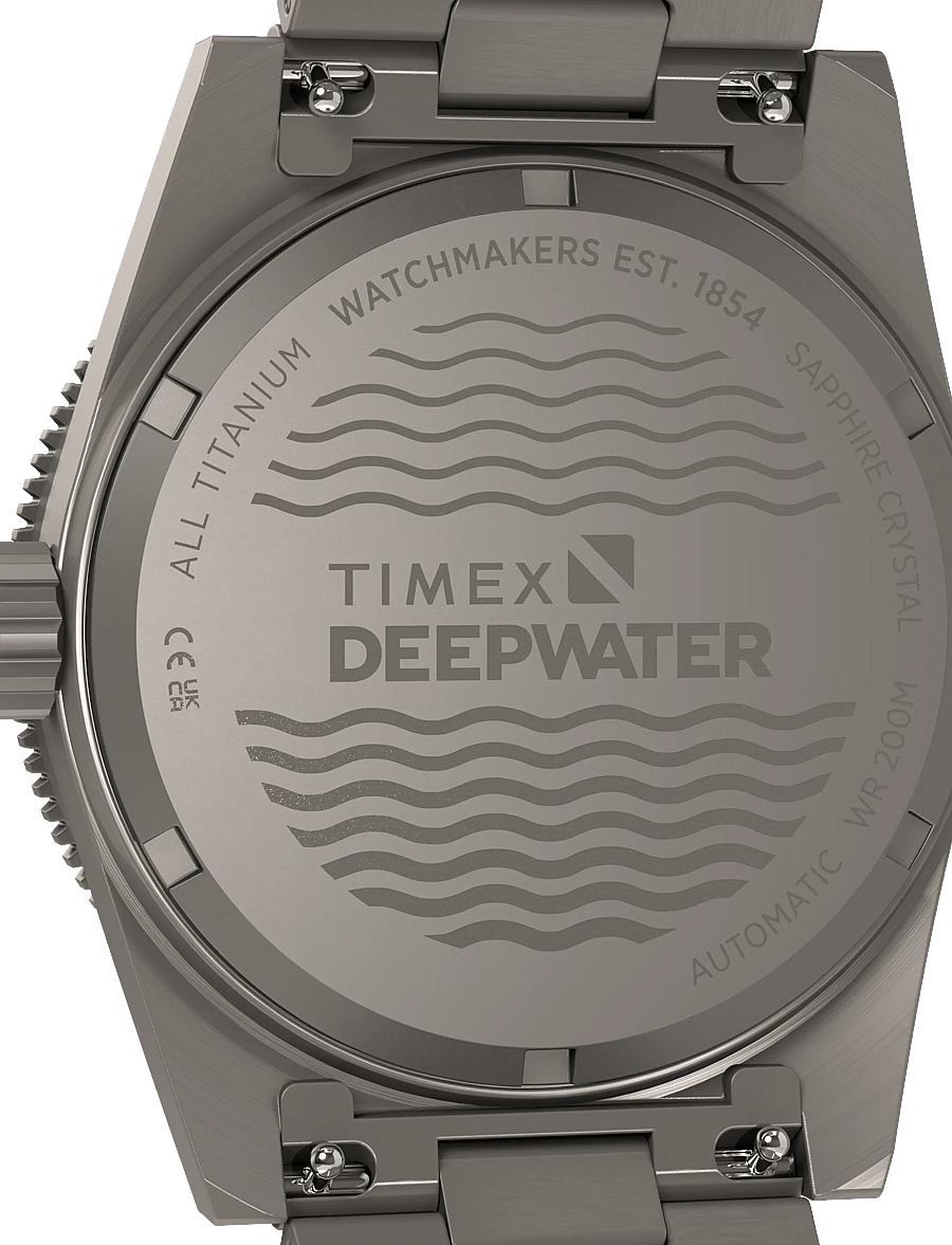 Timex - Deep Water Reef Titanium Auto Blk Dial Titanium Bracelet - analogie pulksteņi - titanium-tone/black - 5