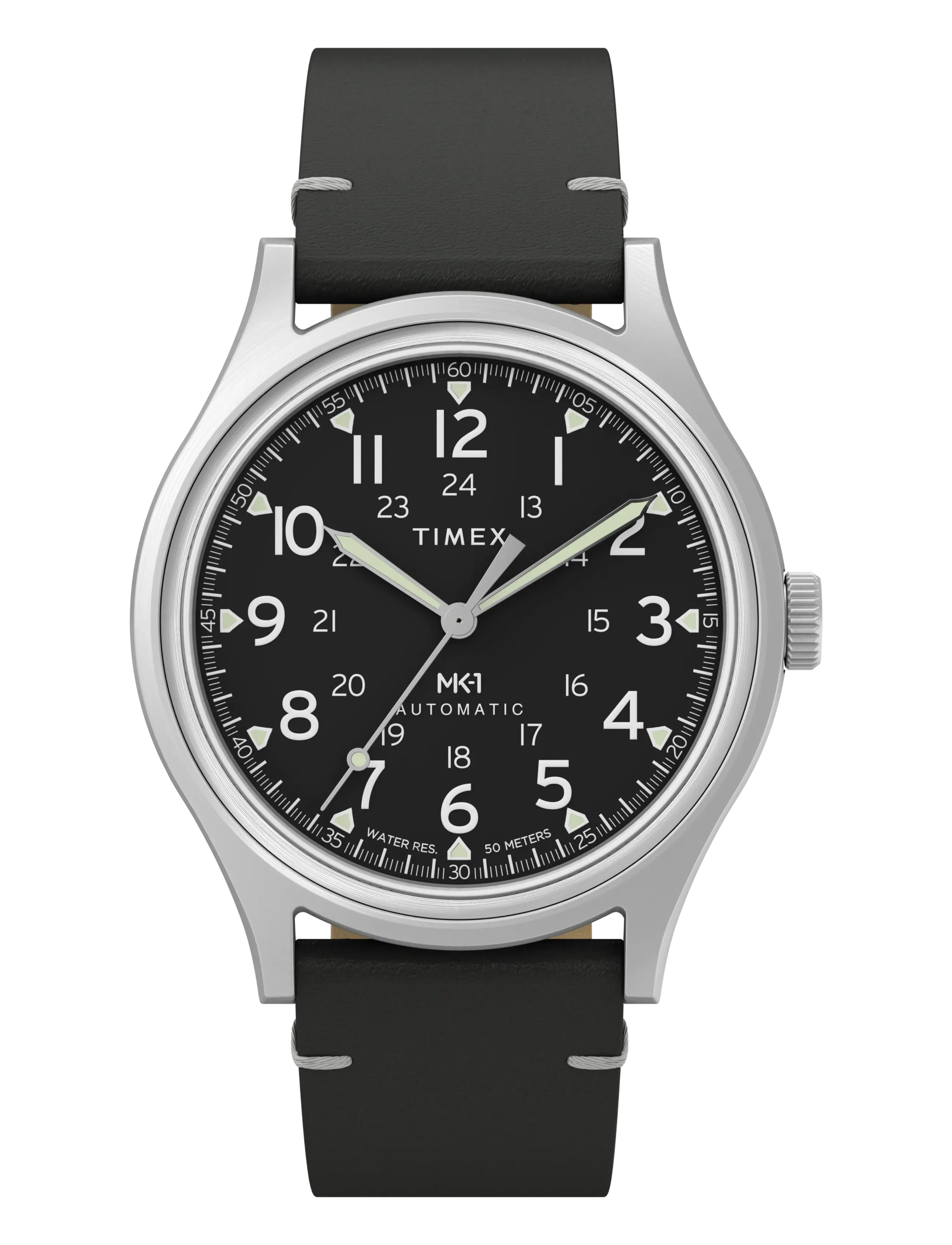 Timex - MK1 Automatic 40mm Strap Watch - silver-tone/black - 1