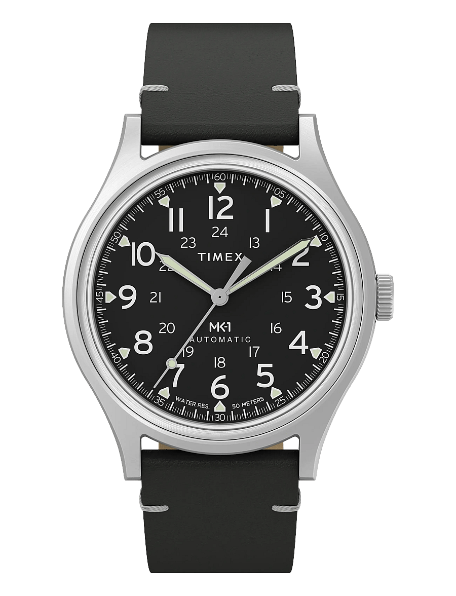 Timex - MK1 Automatic 40mm Strap Watch - silver-tone/black - 1