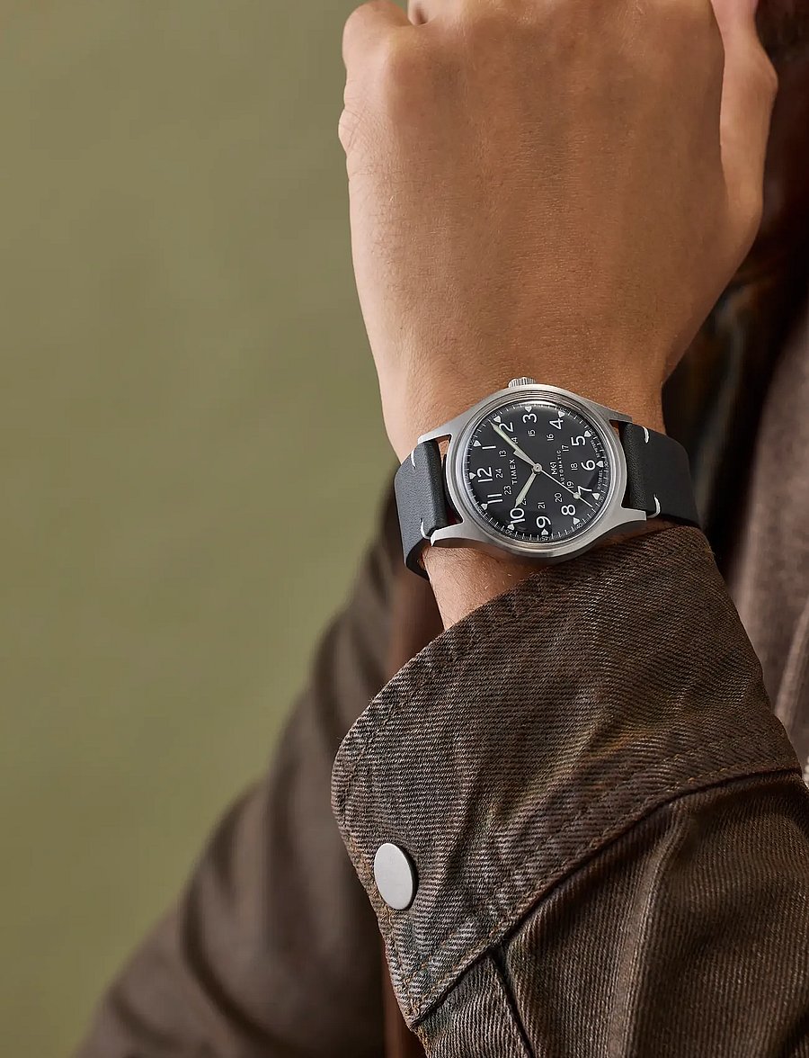 Timex - MK1 Automatic 40mm Strap Watch - silver-tone/black - 5
