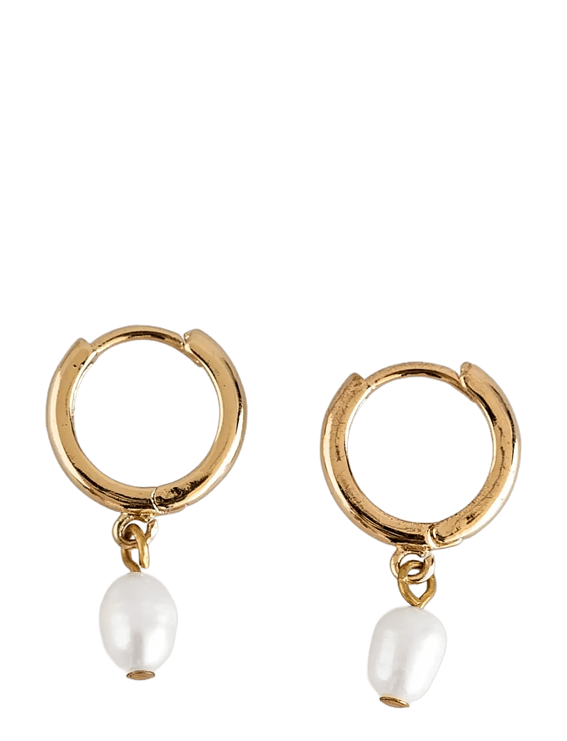 Timi of Sweden - PearlPearl Small Hoop Earrings Stainless Steel - perlenohrringe - gold - 1