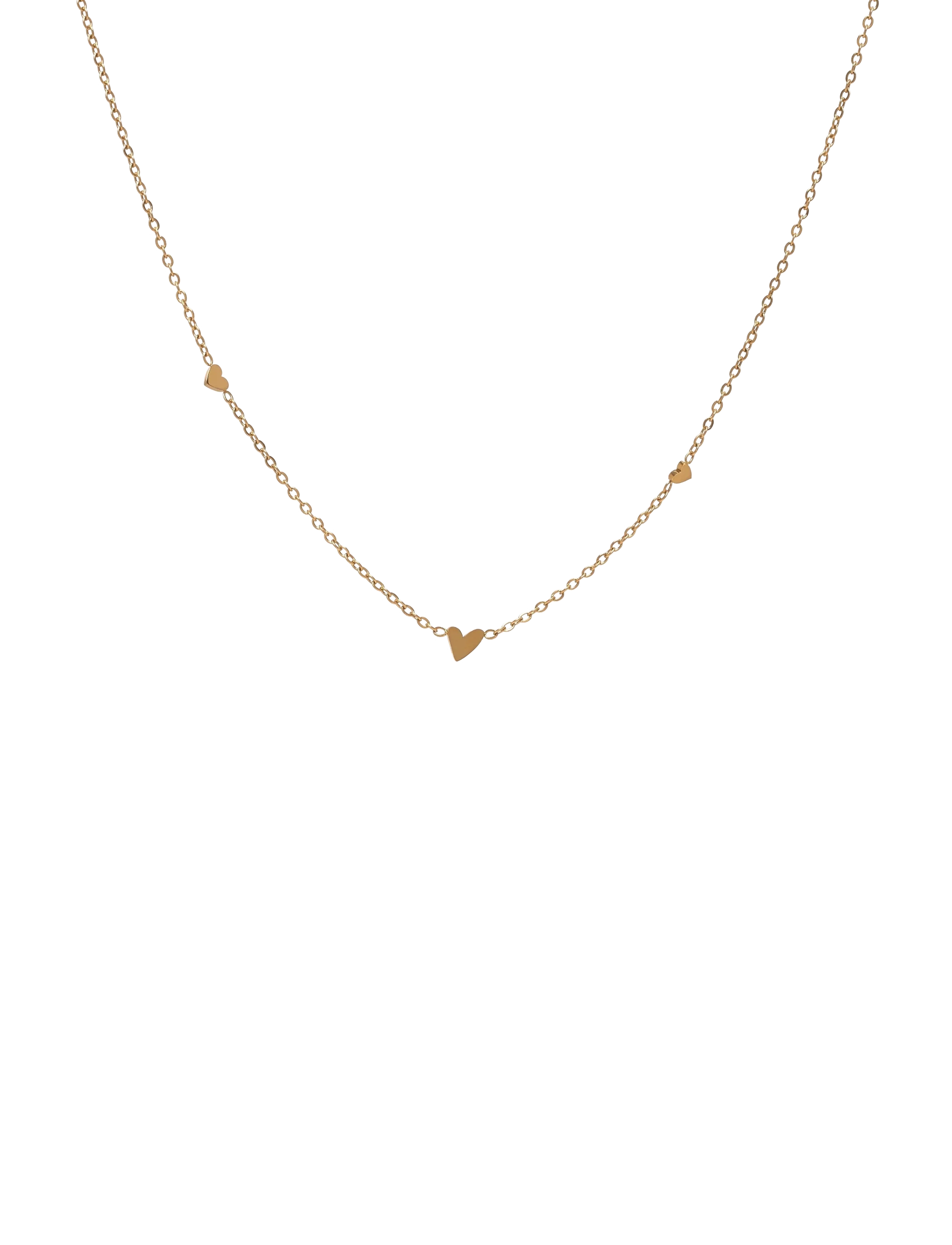 Timi of Sweden Sarah - 3 Small Hearts Necklace Stainless Steel - Festive Looks - GOLD / gold