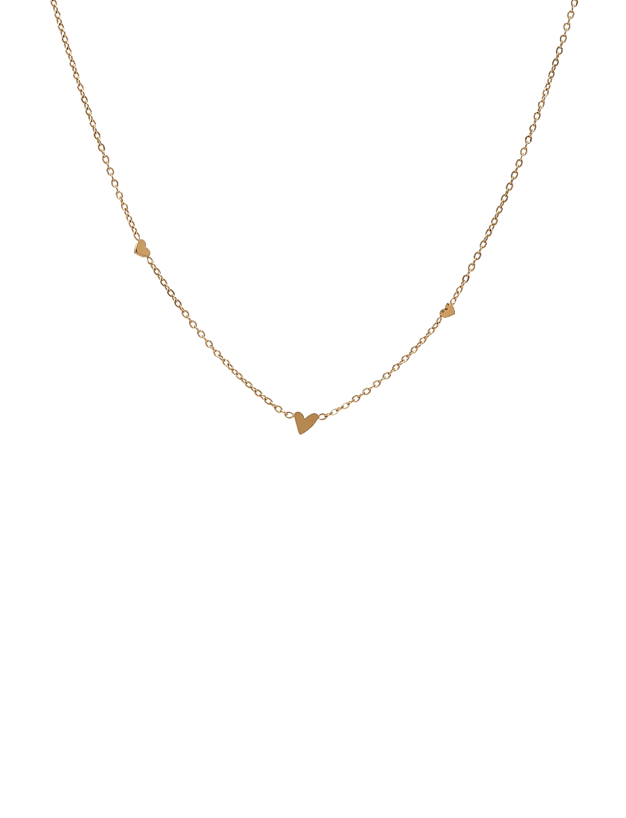 Timi of Sweden - Sarah - 3 Small Hearts Necklace Stainless Steel - halskæder - gold - 0