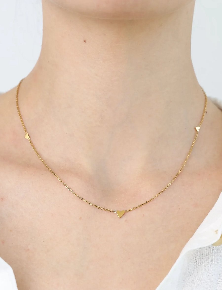 Timi of Sweden - Sarah - 3 Small Hearts Necklace Stainless Steel - halsketten - gold - 2