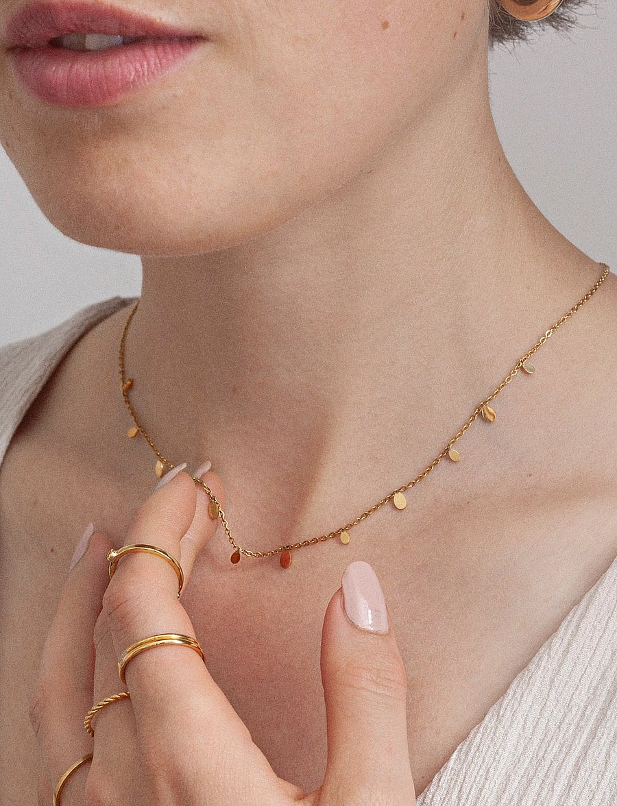 Timi of Sweden - Lia - Tiny Oval Necklace Stainless Steel - colliers chaîne - gold - 3