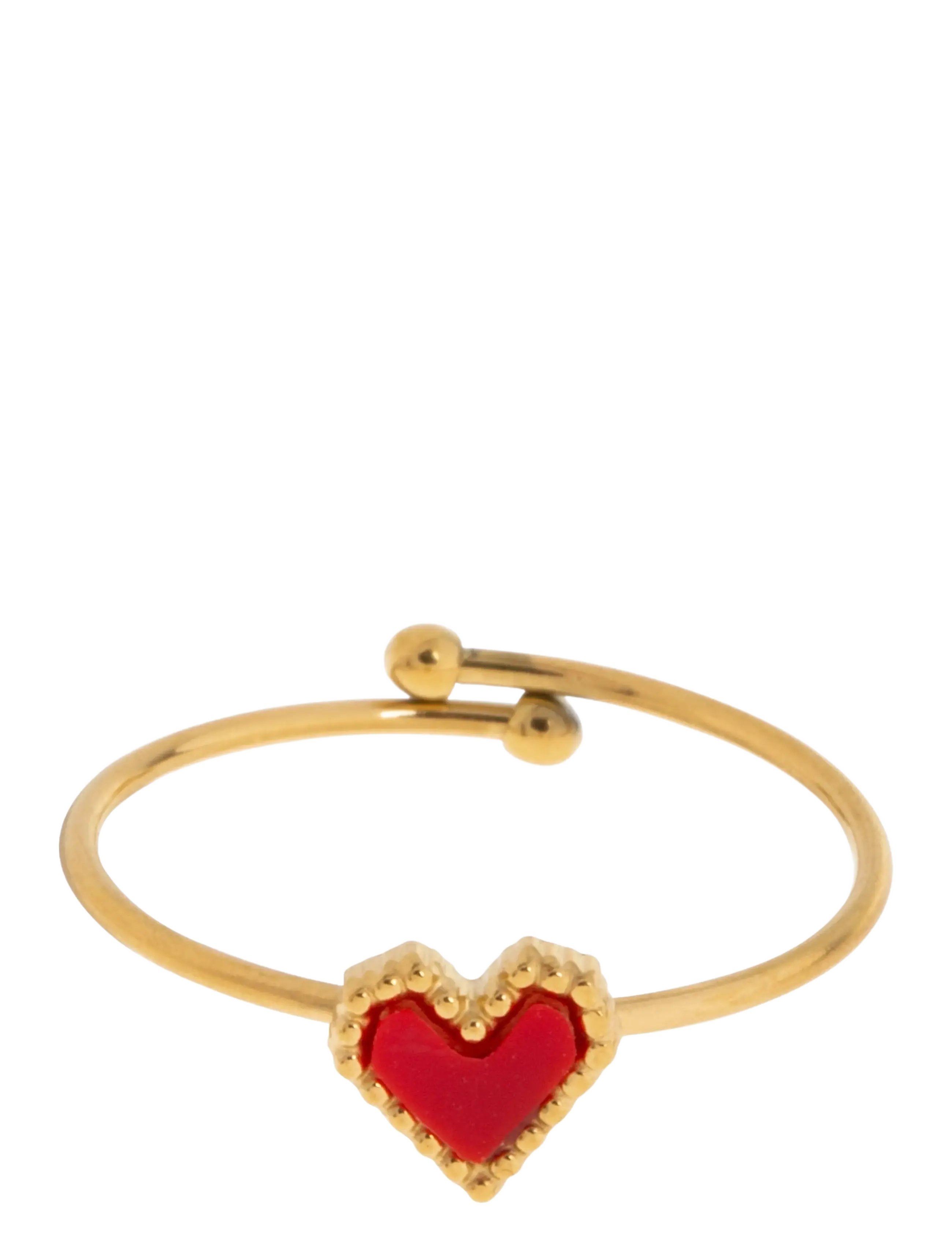 Sarah - Red Heart Ring Stainless Steel - GOLD