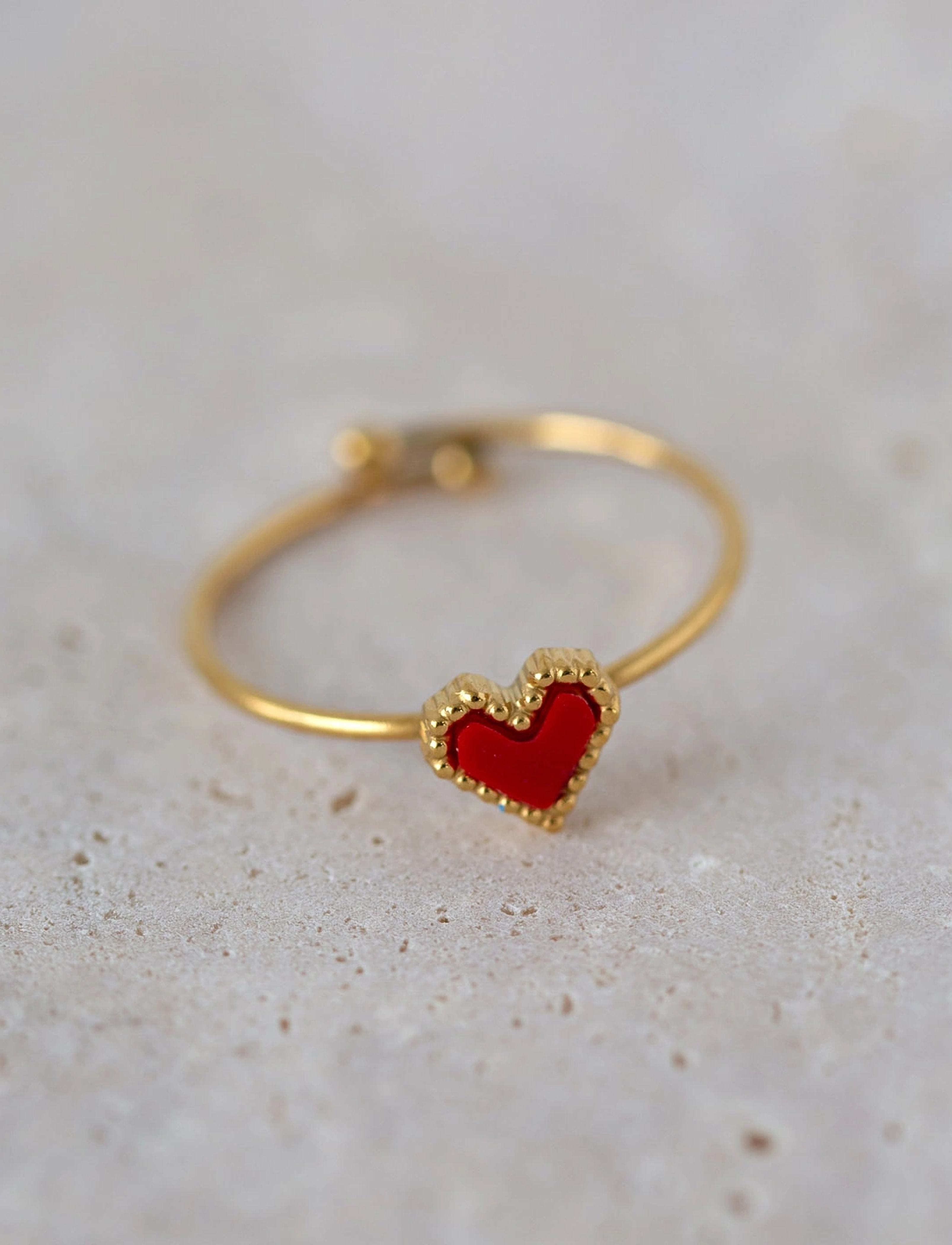 Timi of Sweden - Sarah - Red Heart Ring Stainless Steel - gold - 2