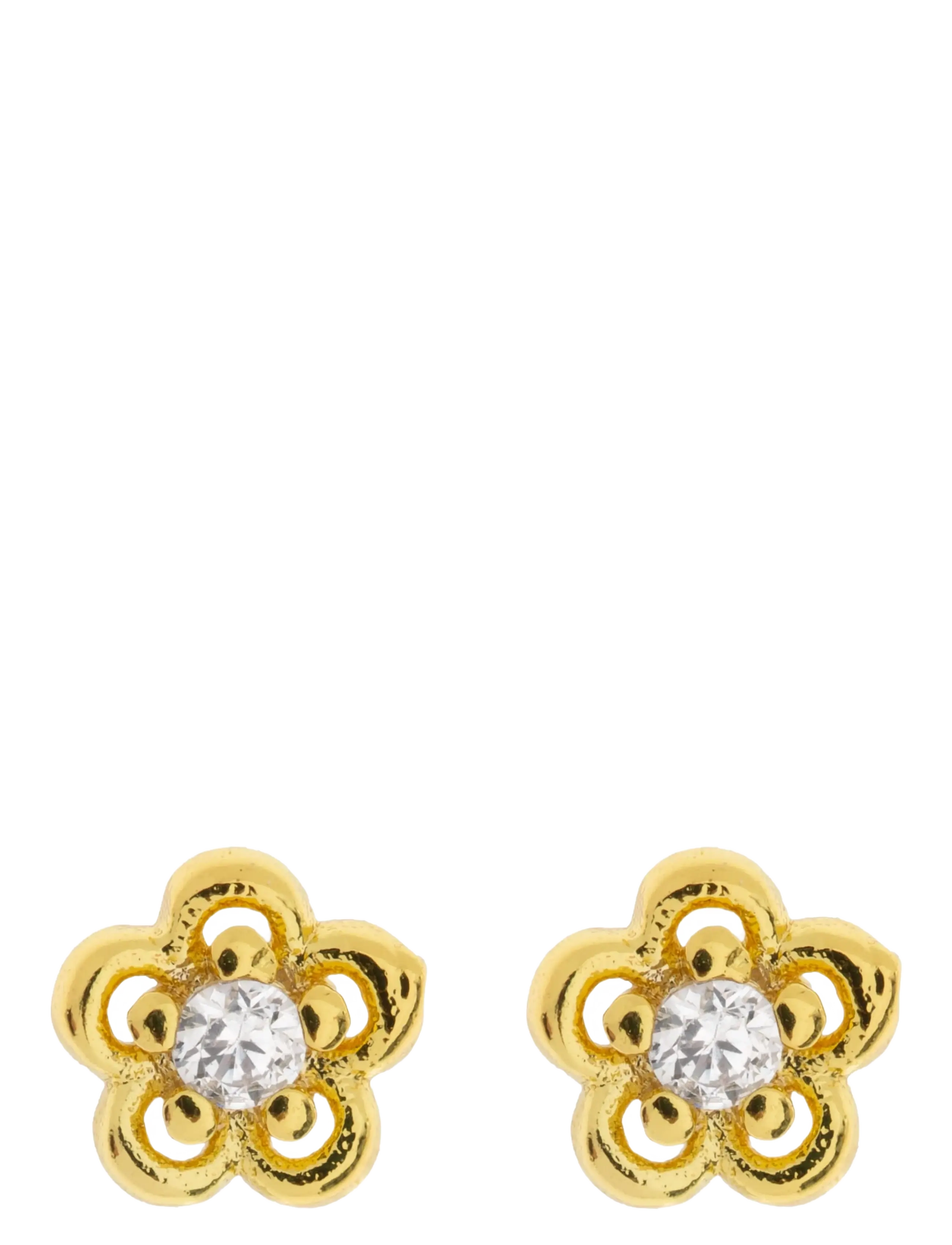 Timi of Sweden Lupine - Flower with Crystal Stud Earrings - Accessoarer - GOLD / gold
