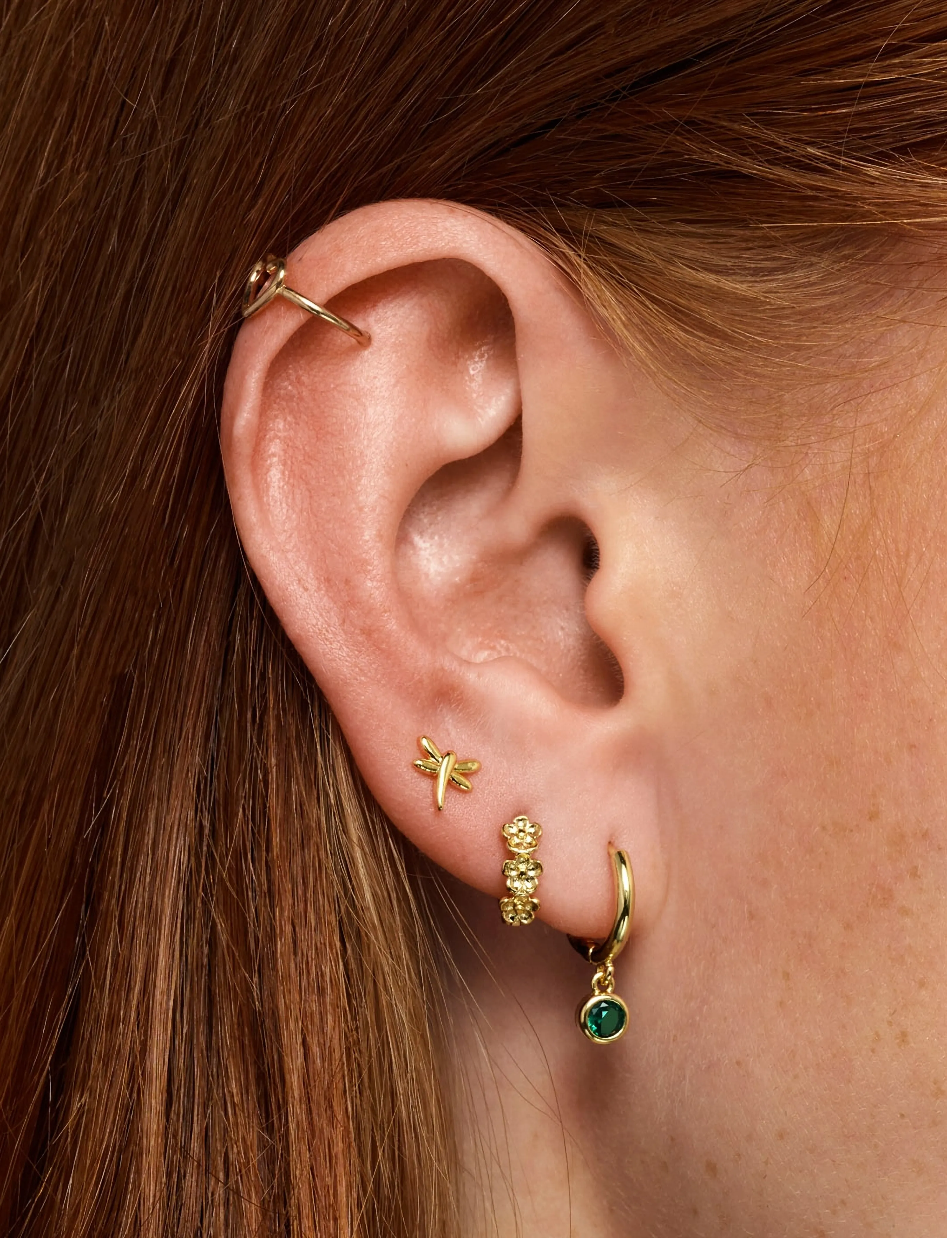 Timi of Sweden - Lupine - Flower Huggie Earrings - gold - 2