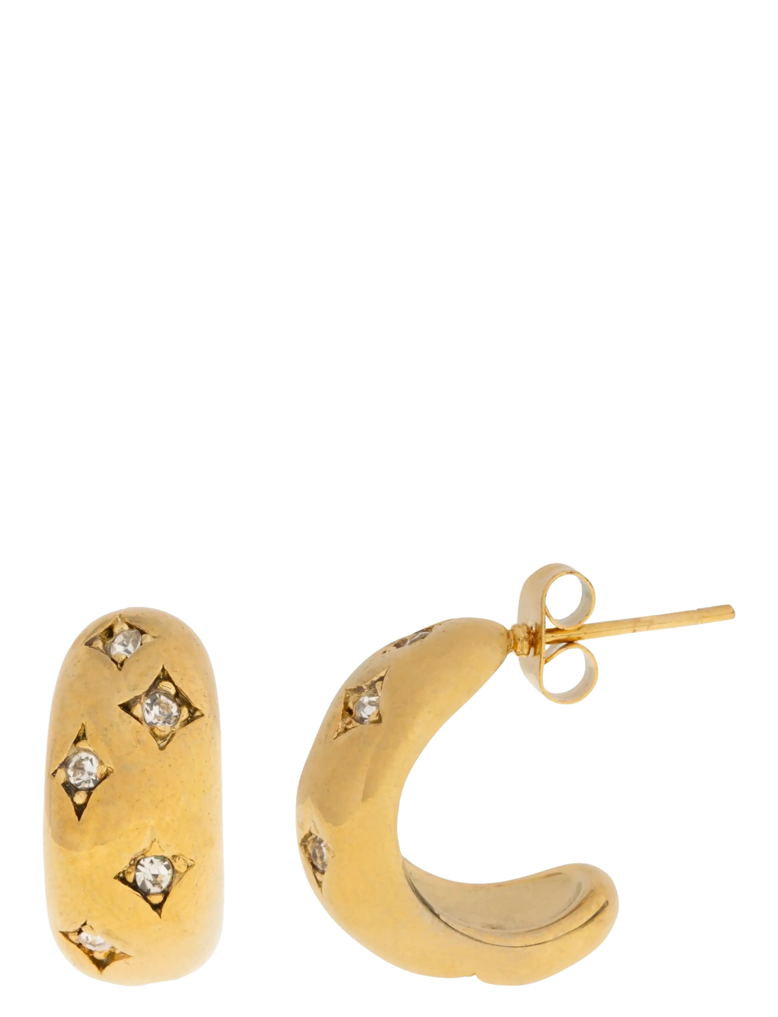 Timi of Sweden Vilma - Crystal Hoop Earrings Stainless Steel - Øreringe - GOLD / gold