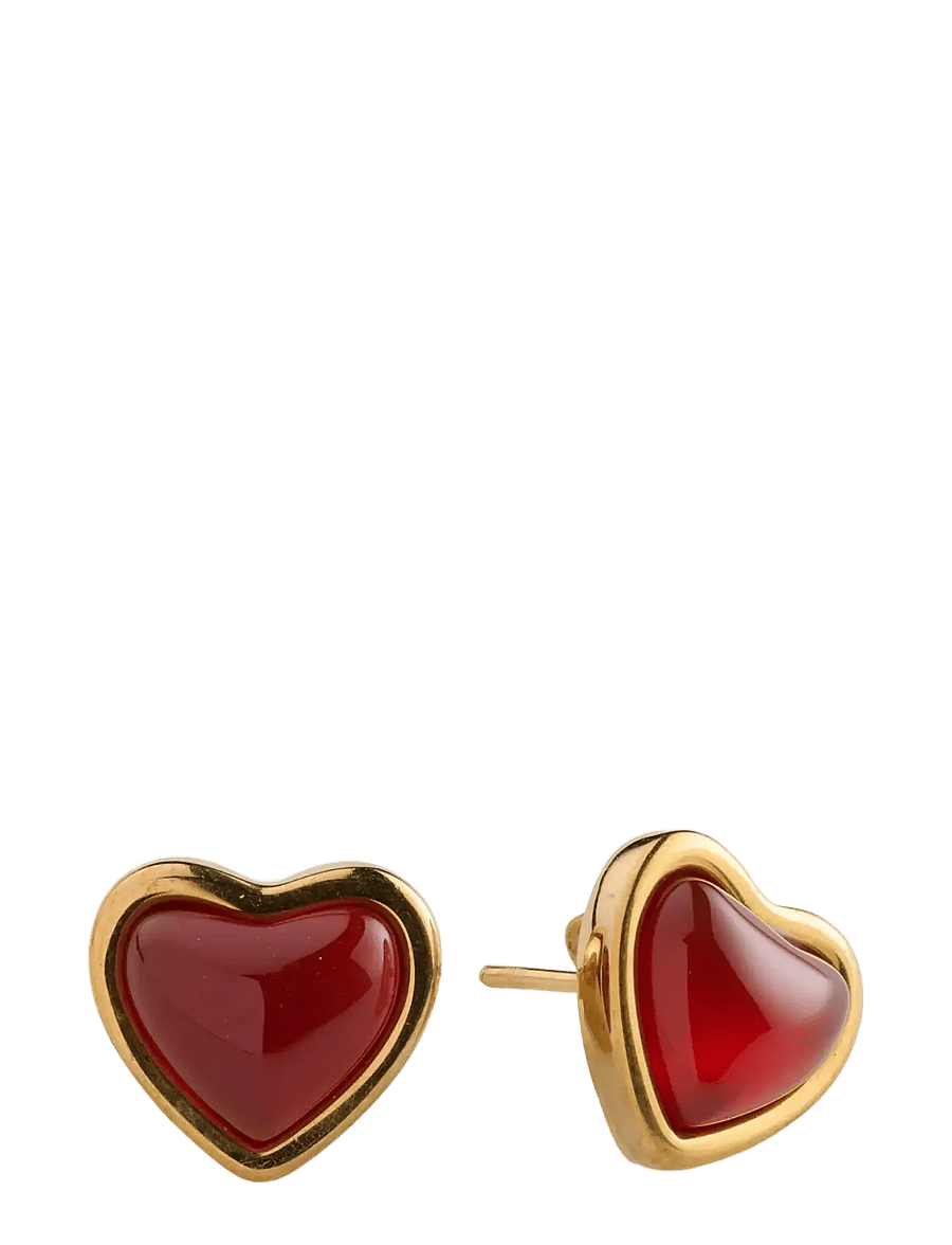 Timi of Sweden - Sonja - Jelly Heart Stud Earrings Stainless Steel - Gold - ohrstecker - gold - 1