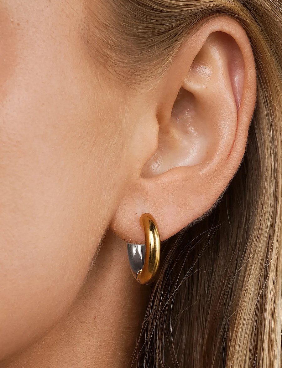 Timi of Sweden - Lyn - Gold and Silver Duo Hoop Earrings Stainless Steel - mixed - 0