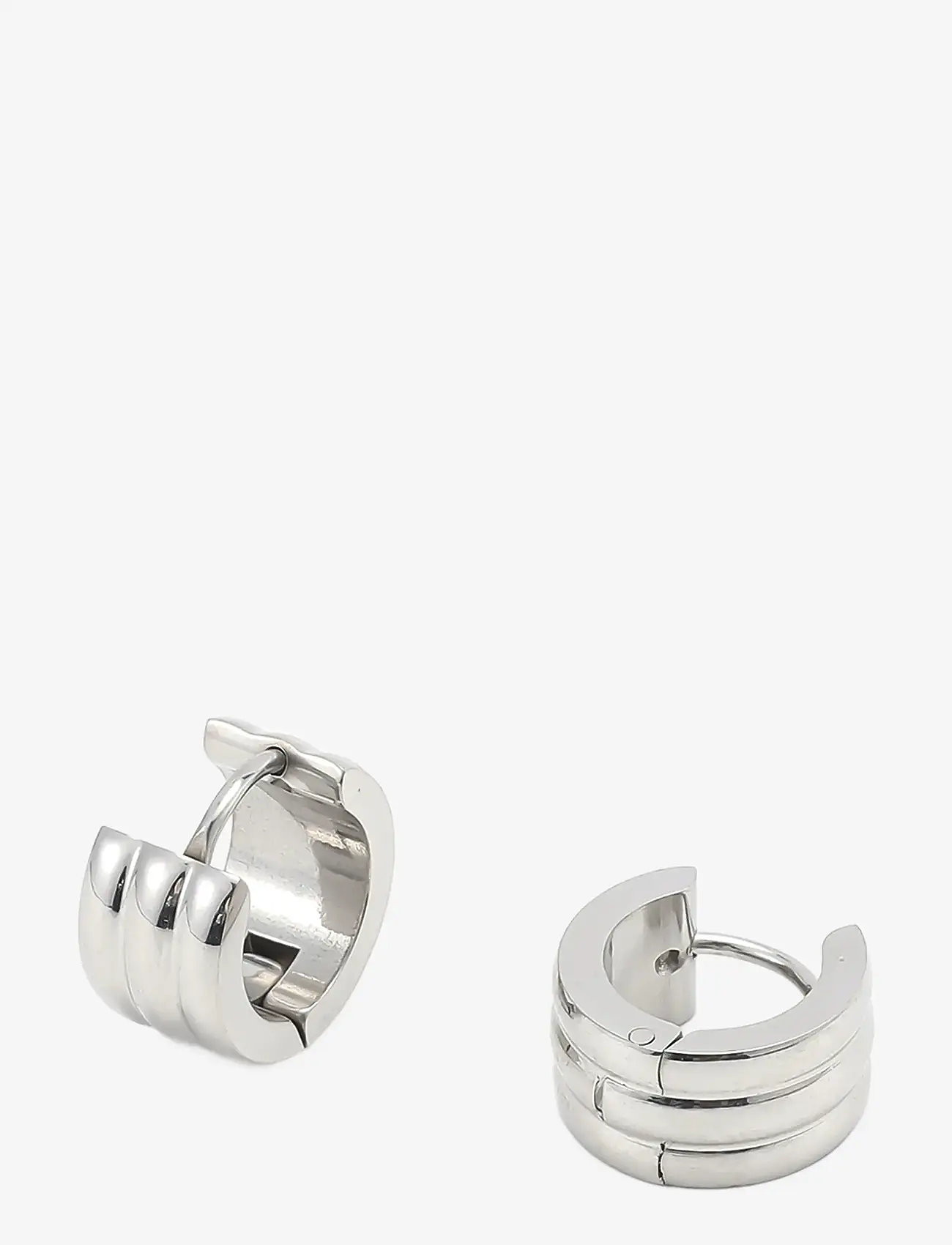 Timi of Sweden - Ruby - Triple Huggie Hoop Earrings Stainless Steel - creoler & hoops - silver - 1