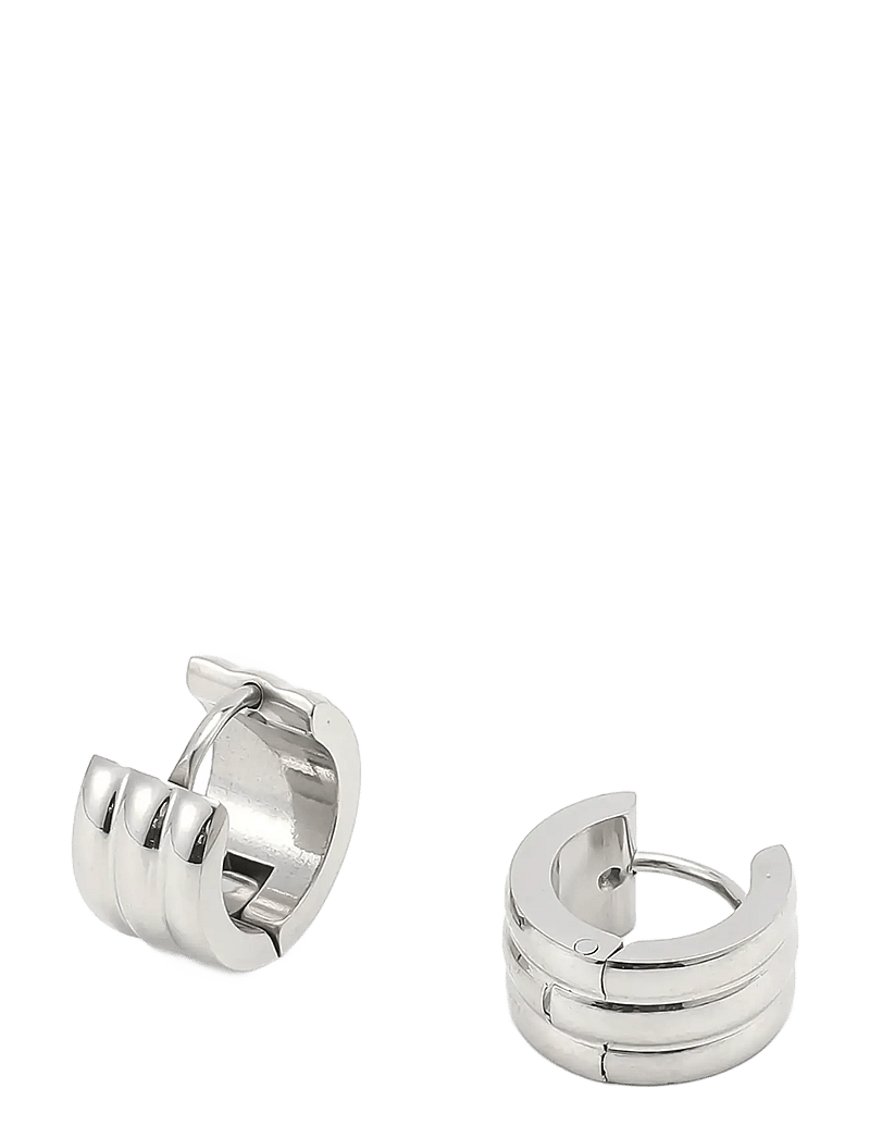 Timi of Sweden - Ruby - Triple Huggie Hoop Earrings Stainless Steel - creoler & hoops - silver - 1