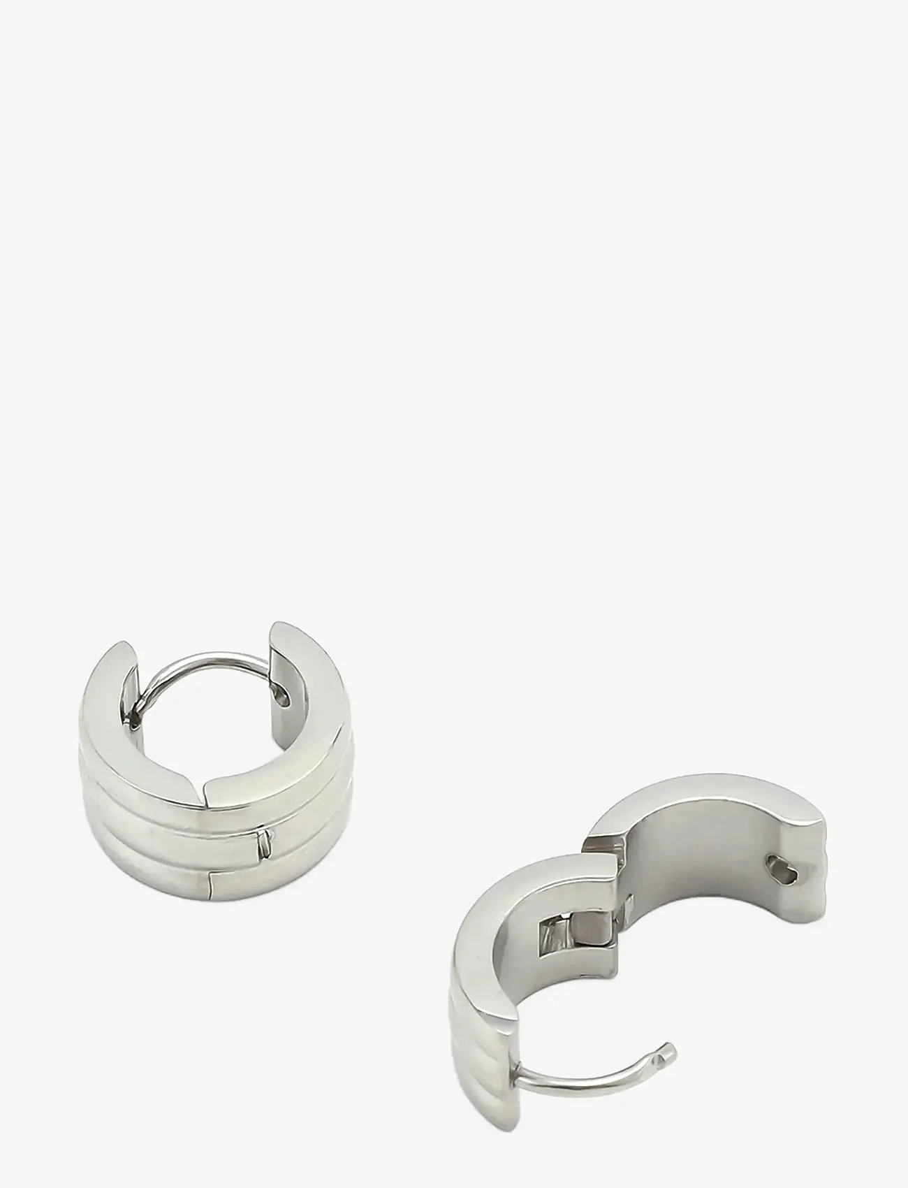 Timi of Sweden - Ruby - Triple Huggie Hoop Earrings Stainless Steel - creoler & hoops - silver - 2