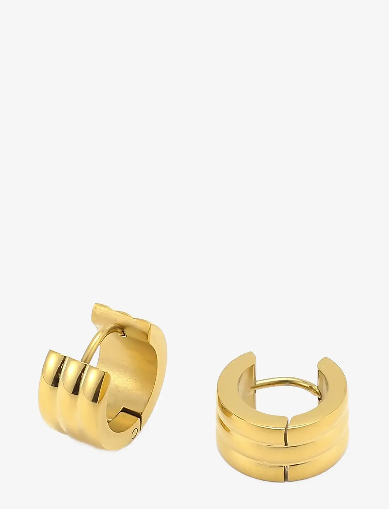 Timi of Sweden - Ruby - Triple Huggie Hoop Earrings Stainless Steel - hoops - gold - 1