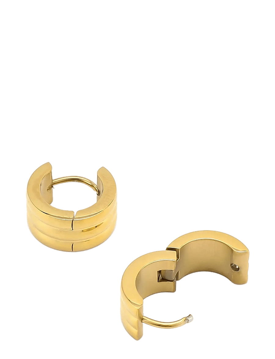 Timi of Sweden - Ruby - Triple Huggie Hoop Earrings Stainless Steel - cerceaux - gold - 2