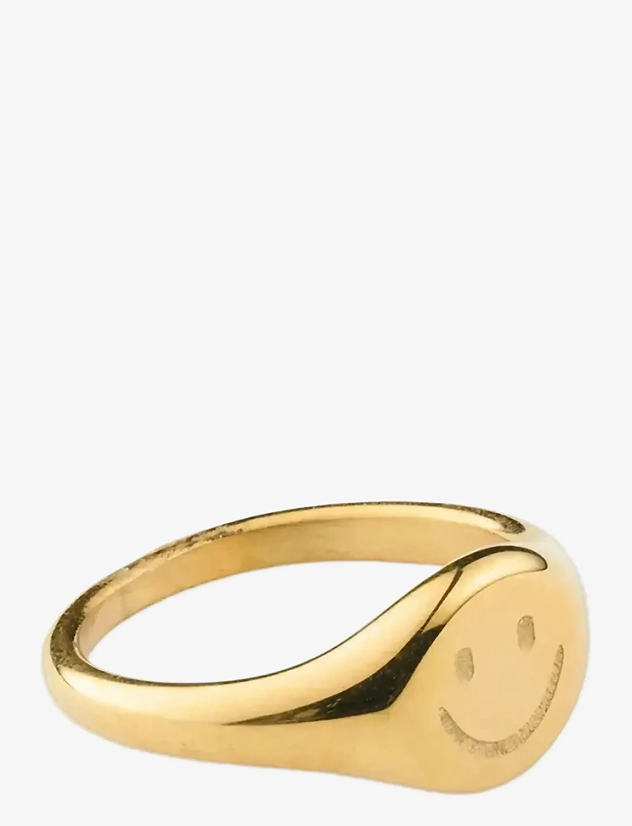Timi of Sweden - Dixie - Smiley Face Signet Ring Stainless Ste - gold - 2