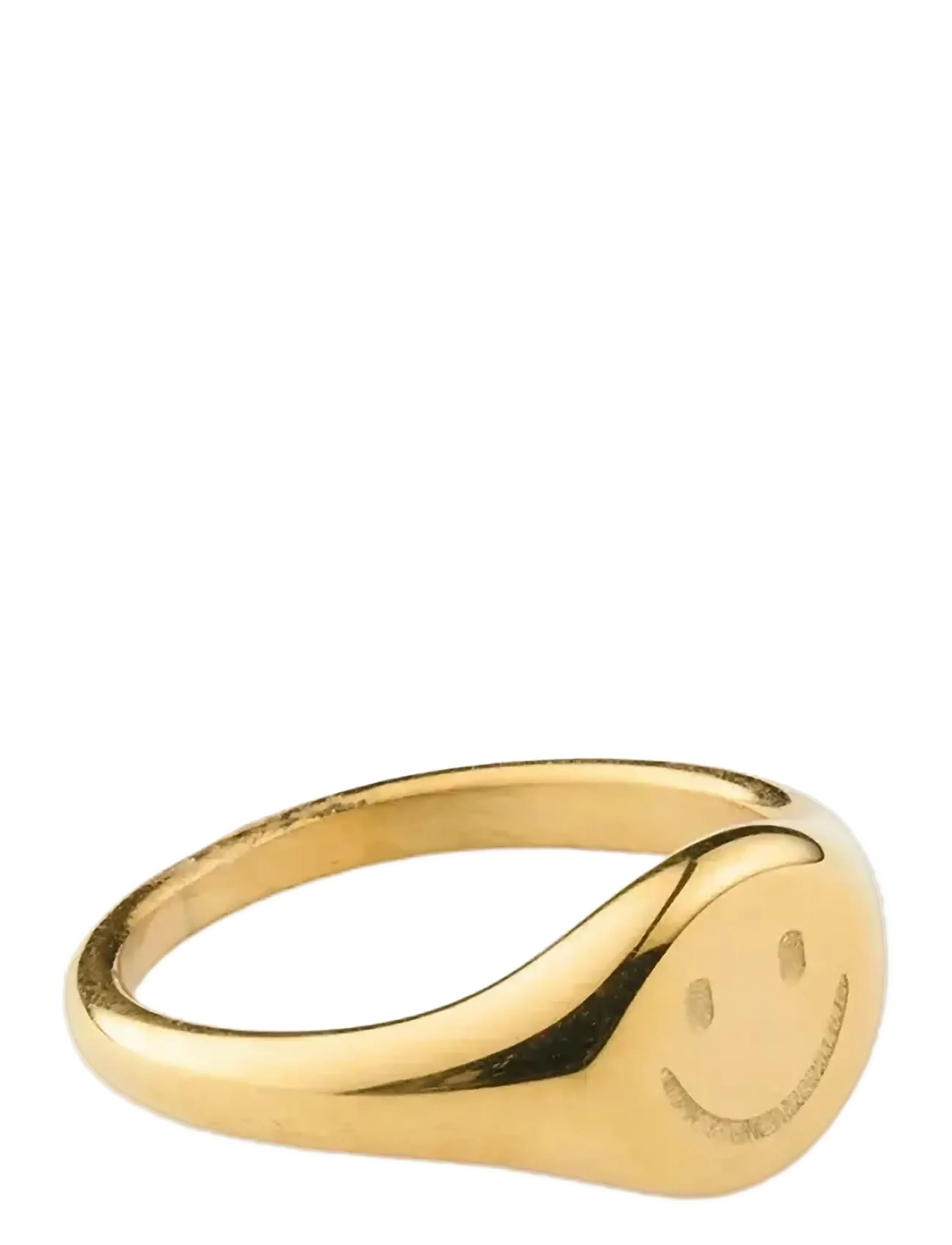 Timi of Sweden - Dixie - Smiley Face Signet Ring Stainless Ste - gold - 2