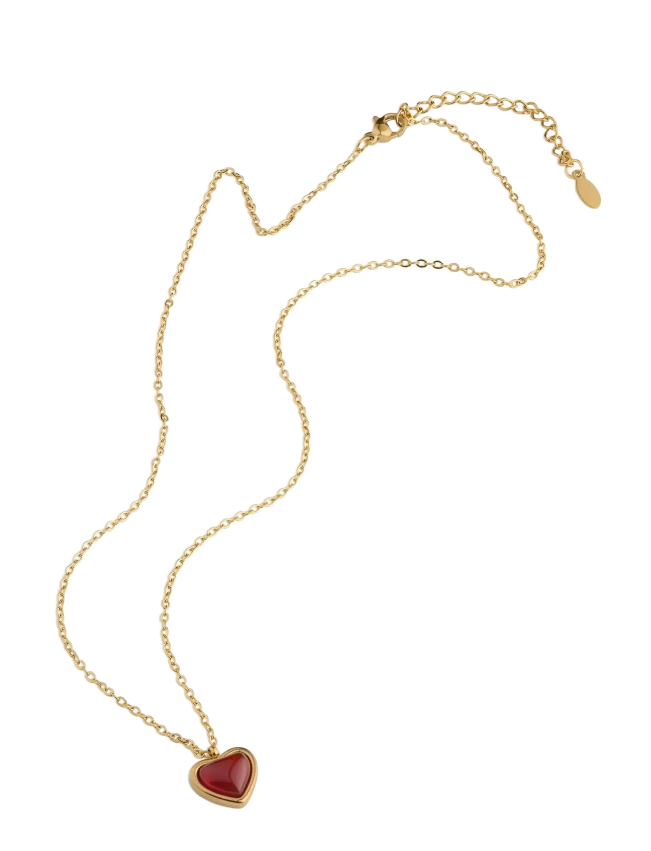 Timi of Sweden Sonja - Jelly Heart Dangling Necklace Gold Stainle - Festtøj - GOLD / gold