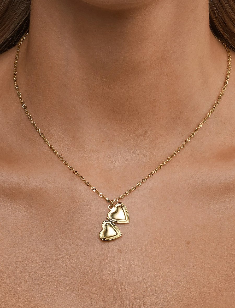 Timi of Sweden - Vera - Heart Locket Necklace Stainless Steel - Gold - ketten mit anhänger - gold - 0