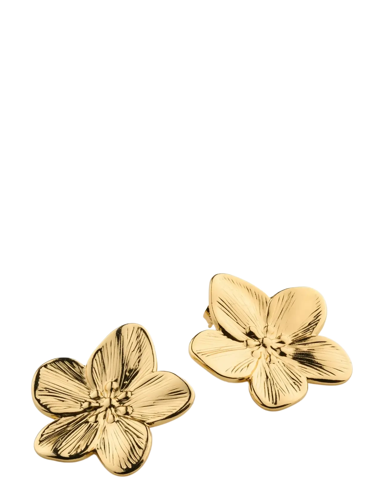 Maebry - Statement Flower Stud Earrings Gold Stainless Steel - GOLD