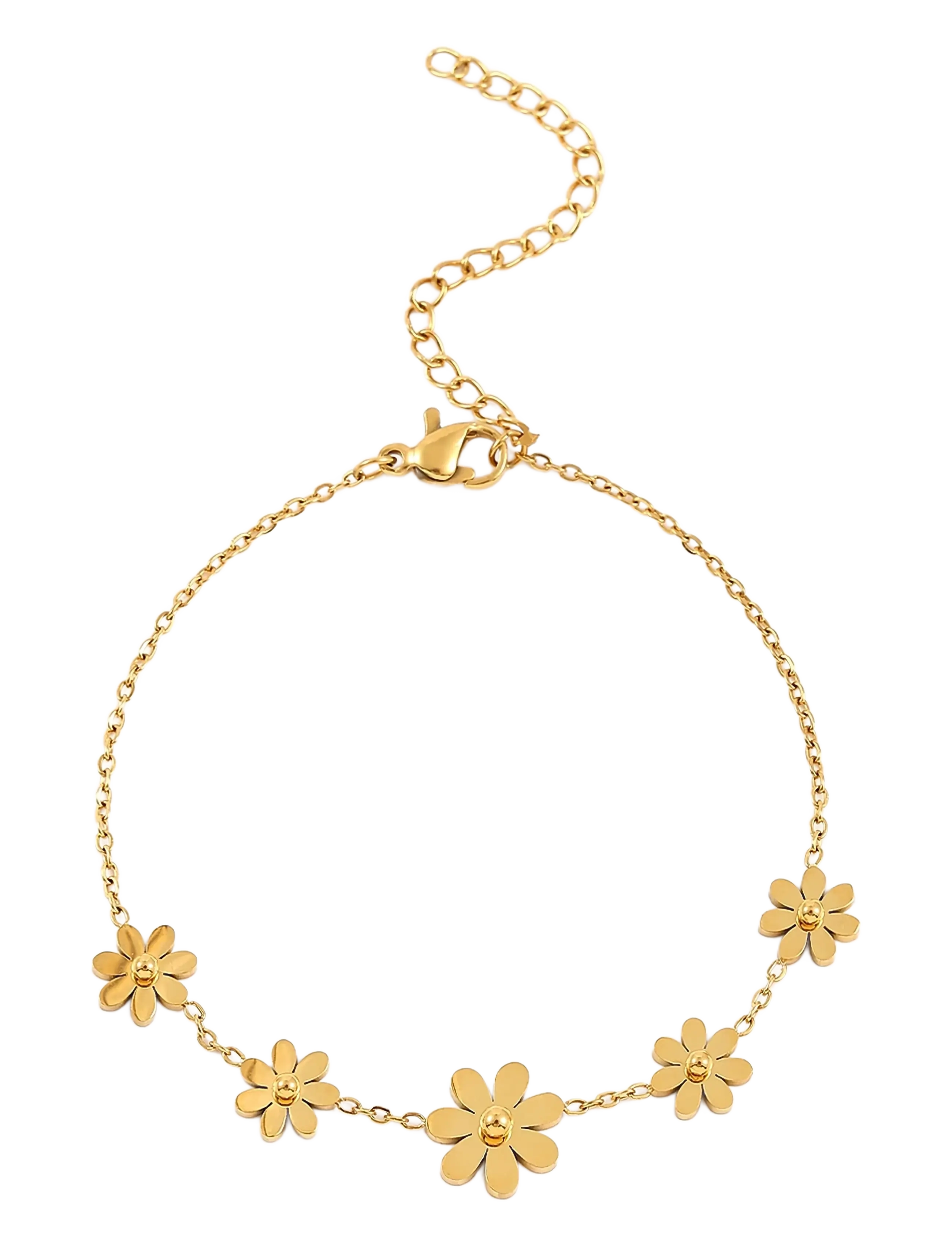 Timi of Sweden Fay - Flower Chain Bracelet Stainless Steel - Gold - Accessoarer - GOLD / gold