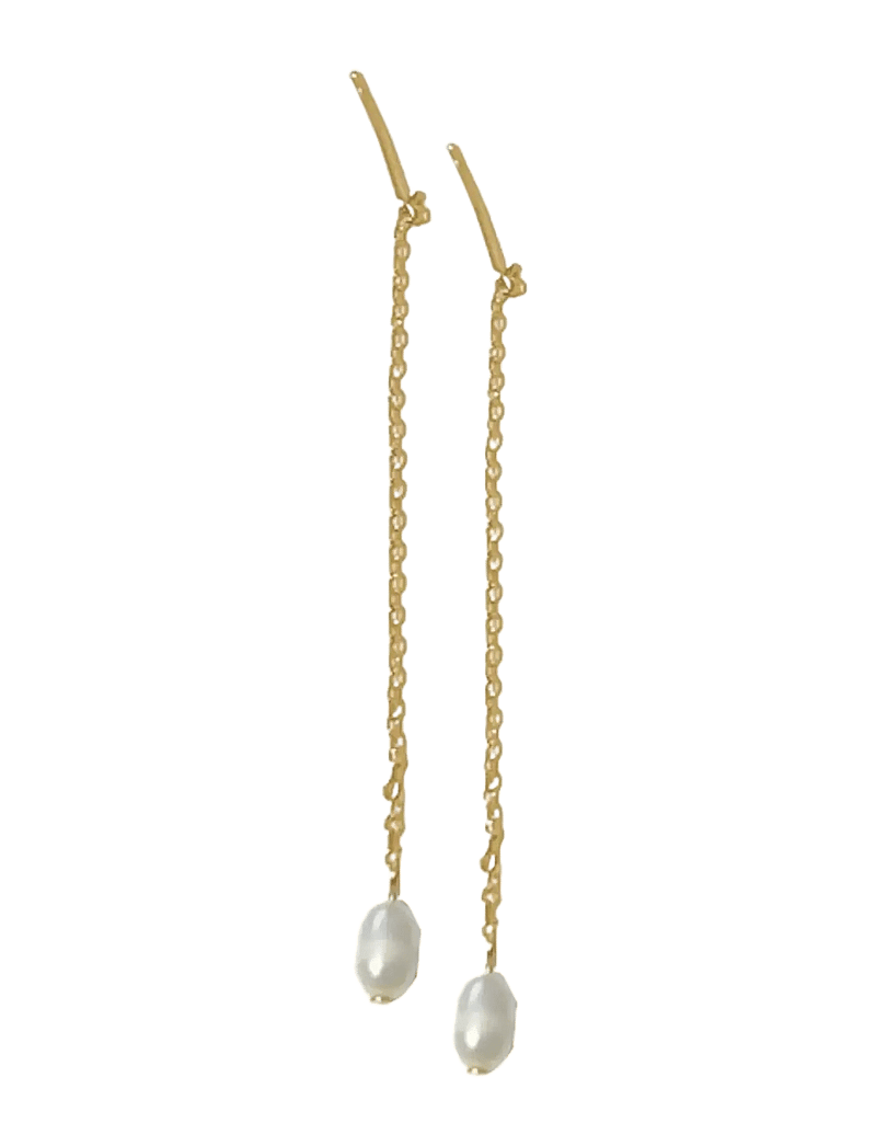 Timi of Sweden - Lucia - Pearl Chain Earrings Stainless Steel - perlenohrringe - gold - 1