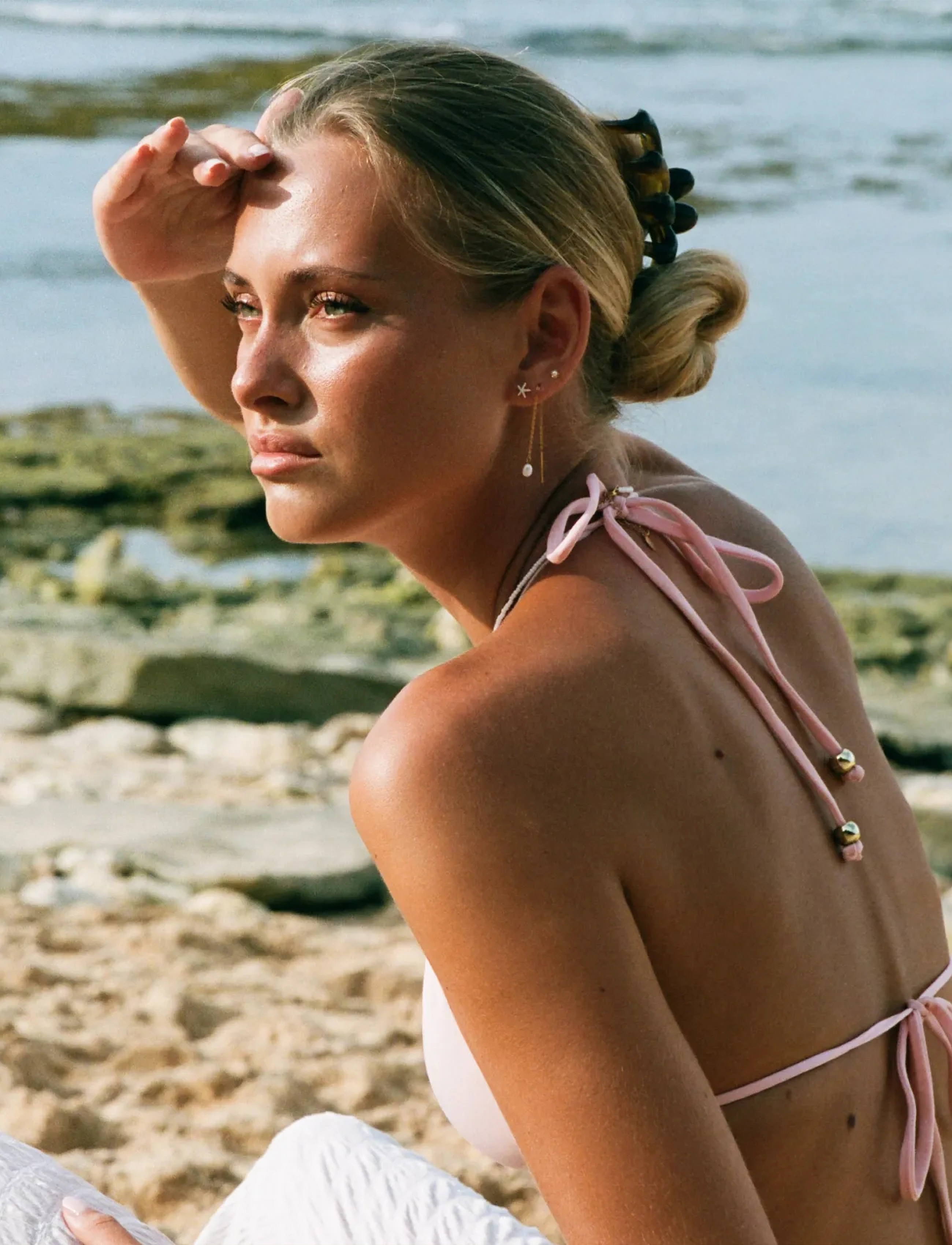 Timi of Sweden Lucia - Pearl Chain Earrings Stainless Steel - Birthday - GOLD / gold