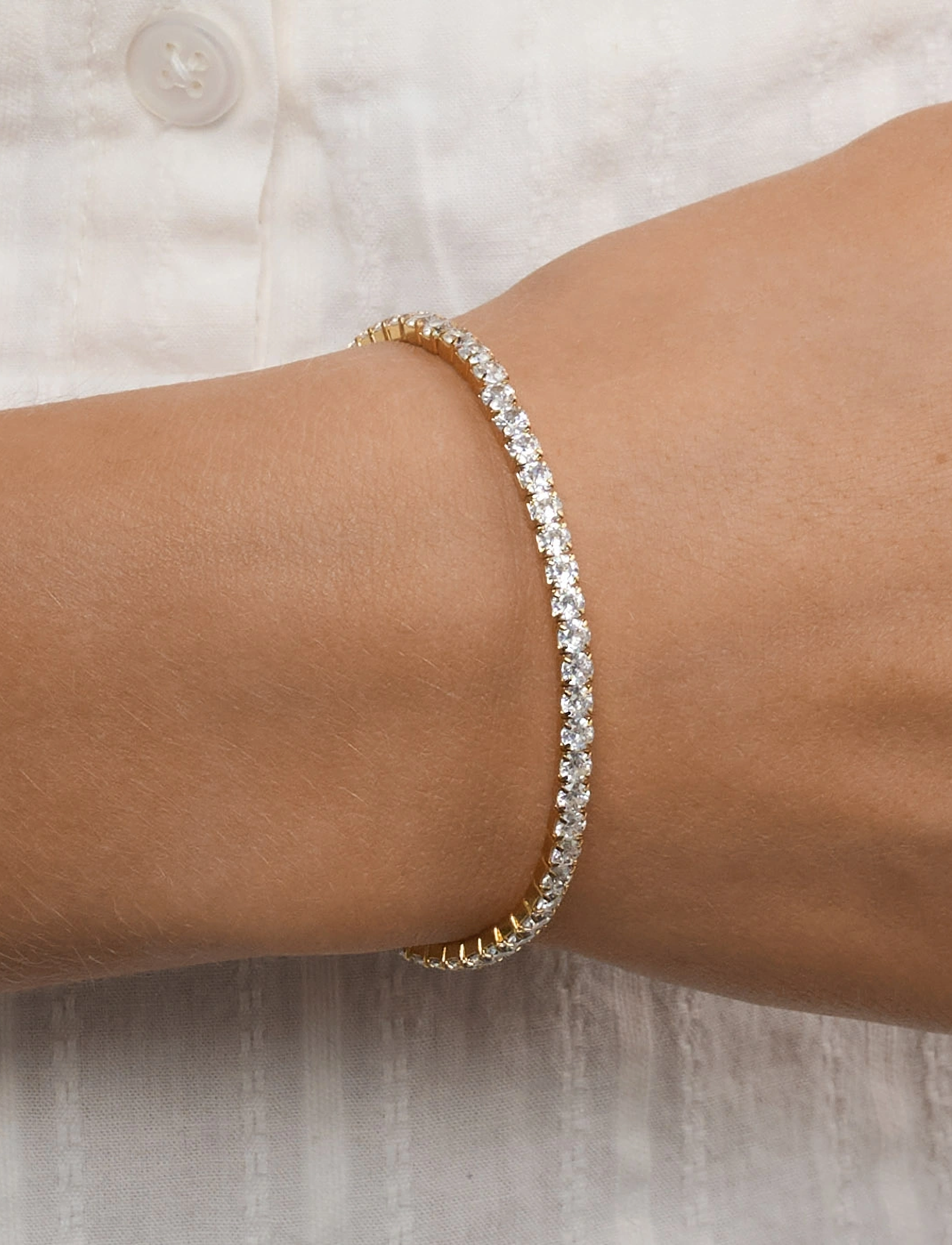Timi of Sweden Sunny - Tennis Bracelet Crystal Stainless Steel, One Size, Gold, Armbånd > Armringe, Dame