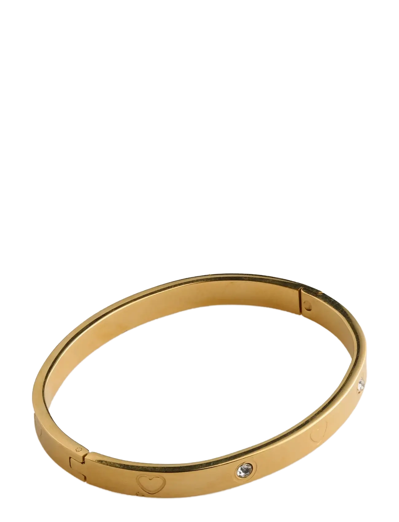 Timi of Sweden Gia - Crystal Heart Bangle Bracelet Stainless Steel - Bangles - GOLD / gold