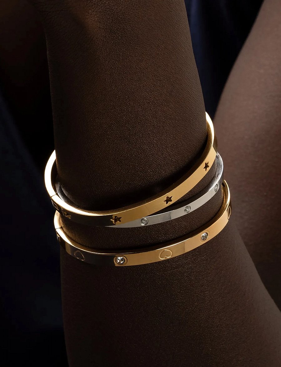Timi of Sweden - Gia - Crystal Heart Bangle Bracelet Stainless Steel - gold - 5