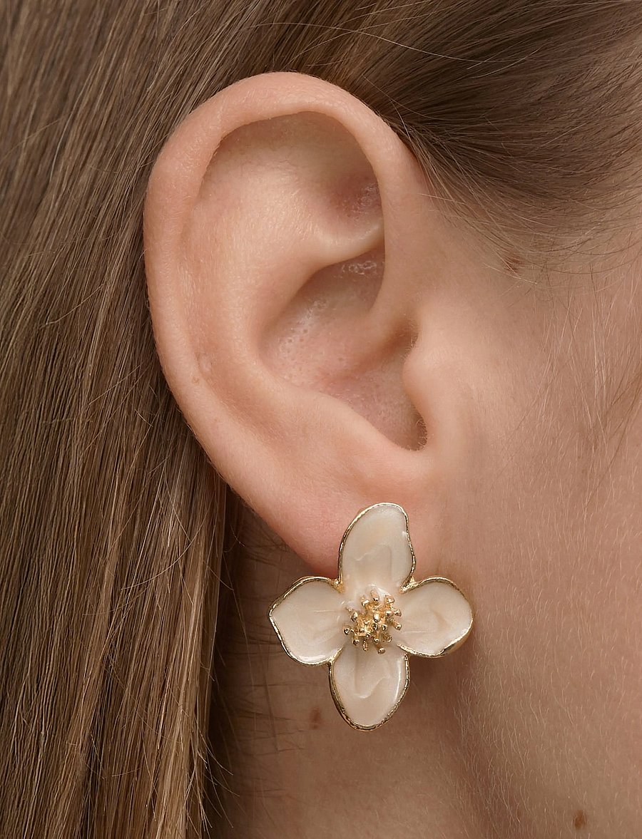 Timi of Sweden - Alora - Flower Stud Earrings - Gold - Ørestikker - gold - 0