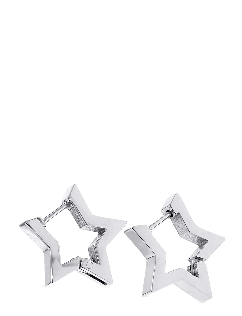 Timi of Sweden - Vilda - Star Hoop Earrings Stainless Steel - creoler & hoops - silver - 0