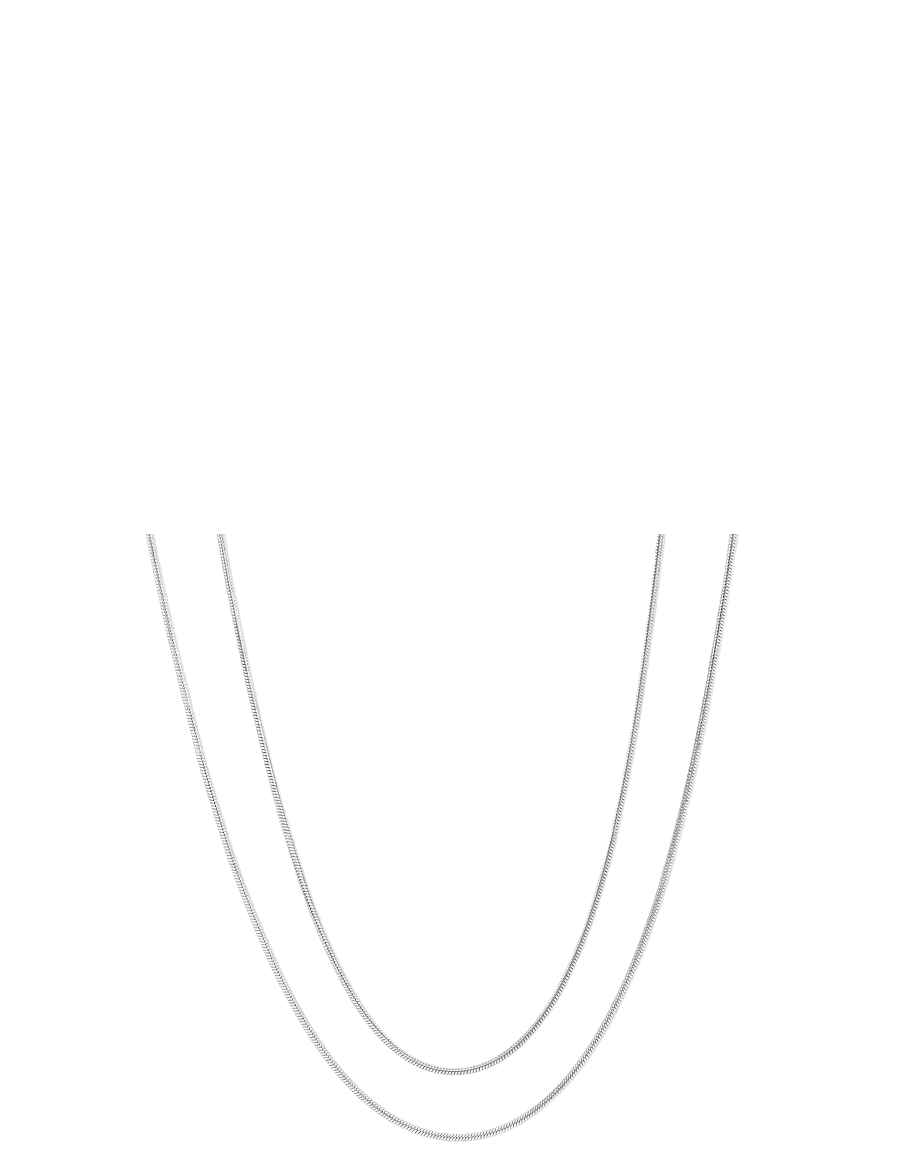 Timi of Sweden - Silvia - Double Snake Chain Necklace Stainless Ste - kedjehalsband - silver - 0