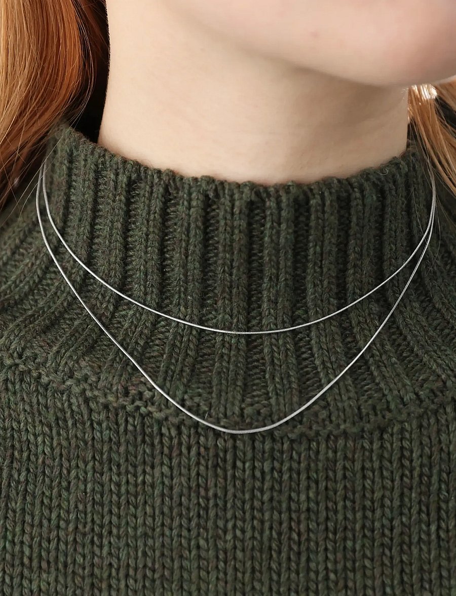 Timi of Sweden - Silvia - Double Snake Chain Necklace Stainless Ste - kedjehalsband - silver - 1