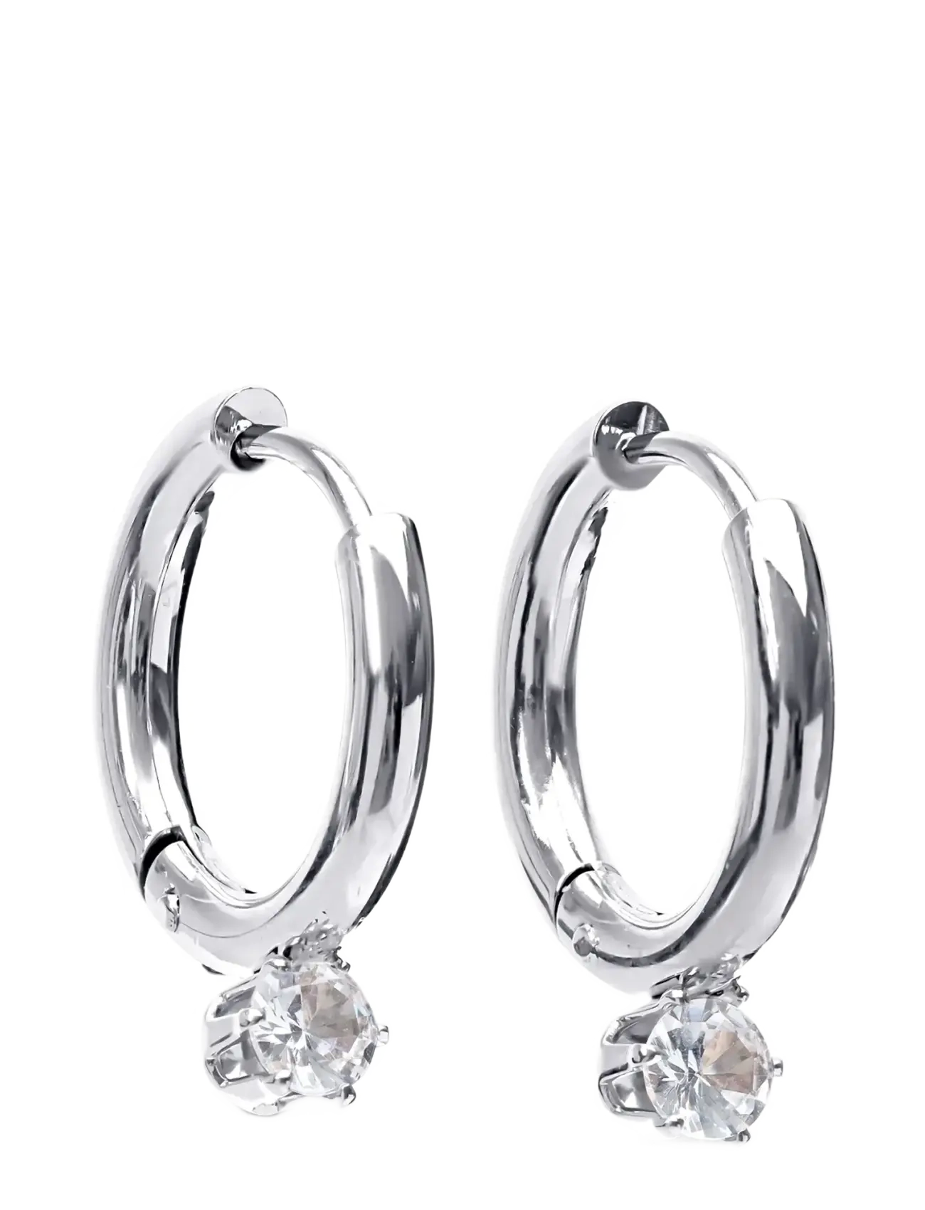 Timi of Sweden Oline - Crystal Hoop Earrings Stainless Steel - Accessoires - SILVER / silver