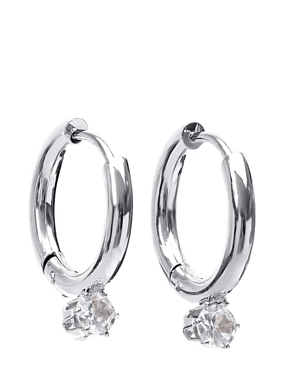 Timi of Sweden - Oline - Crystal Hoop Earrings Stainless Steel - rõngad - silver - 1