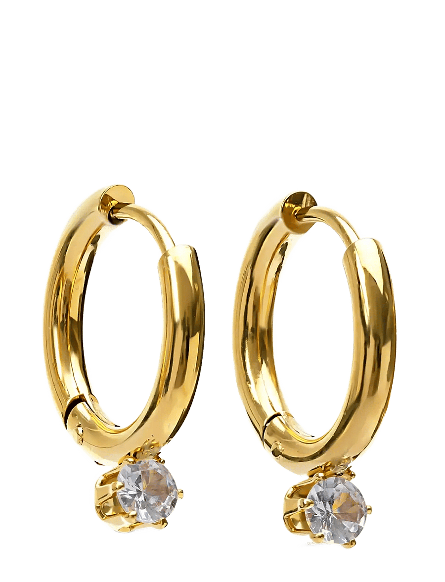 Timi of Sweden - Oline - Crystal Hoop Earrings Stainless Steel - gold - 2
