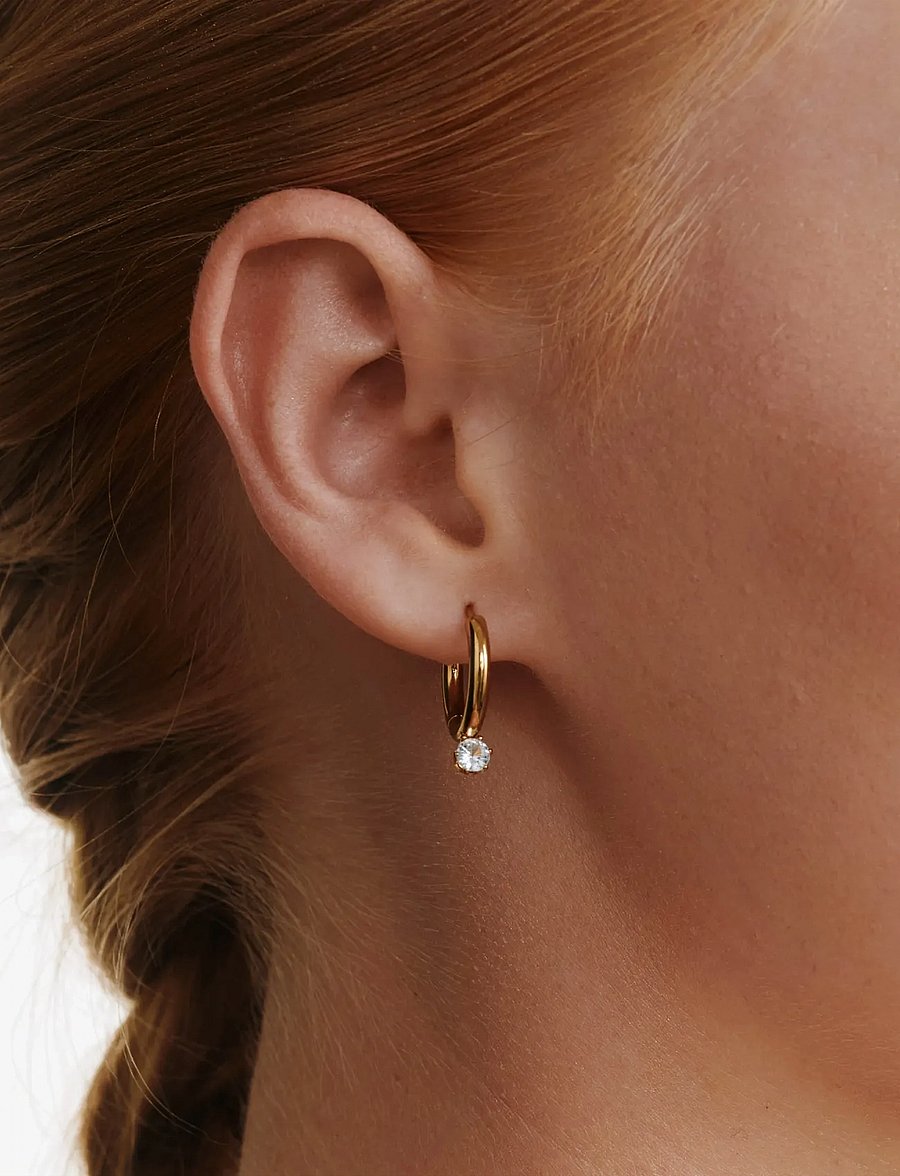 Timi of Sweden - Oline - Crystal Hoop Earrings Stainless Steel - gold - 0
