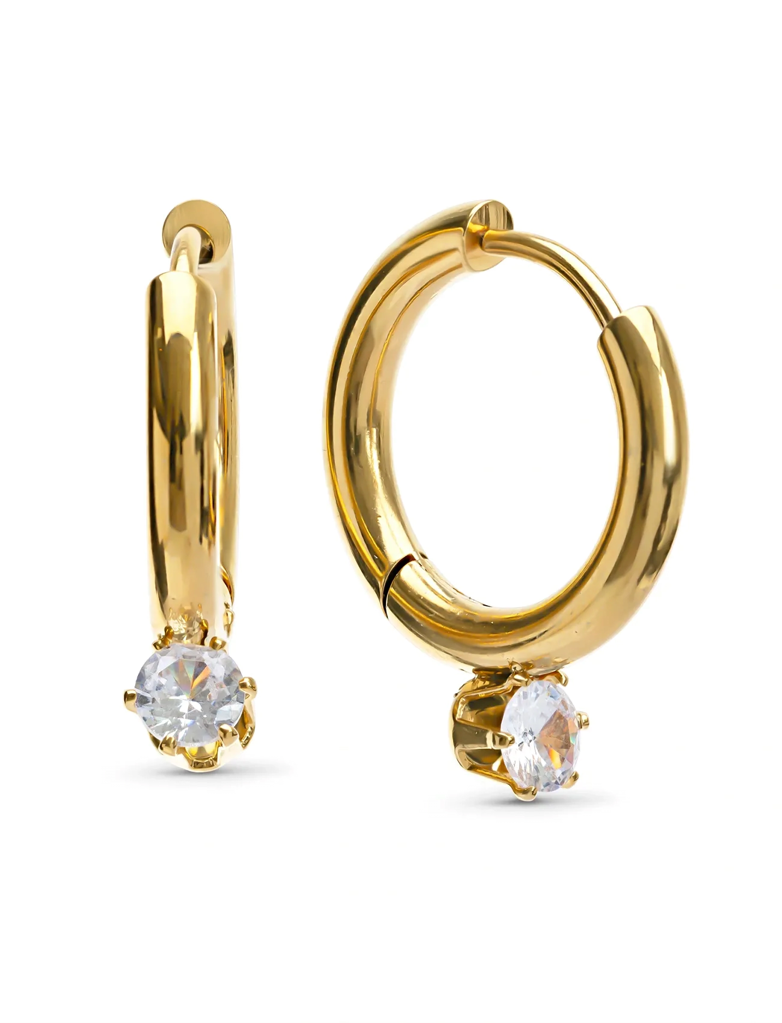 Timi of Sweden - Oline - Crystal Hoop Earrings Stainless Steel - kreolen - gold - 3