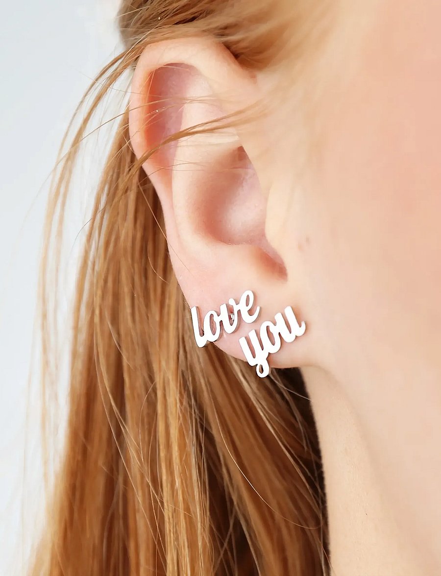 Timi of Sweden - Ina - Love You Stud Earrings Stainless Steel - Ørestikker - silver - 0