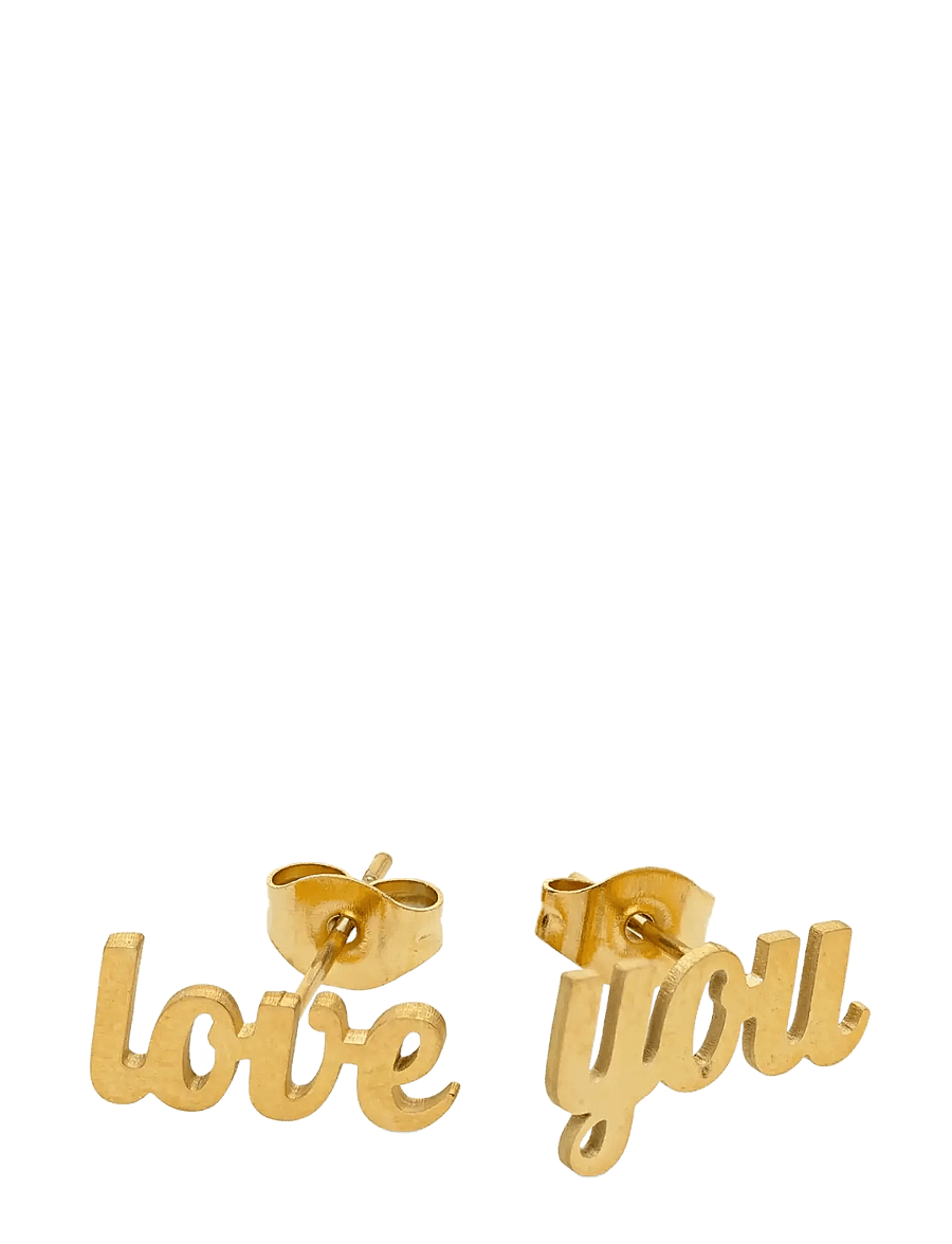 Timi of Sweden - Ina - Love You Stud Earrings Stainless Steel - statement - gold - 1