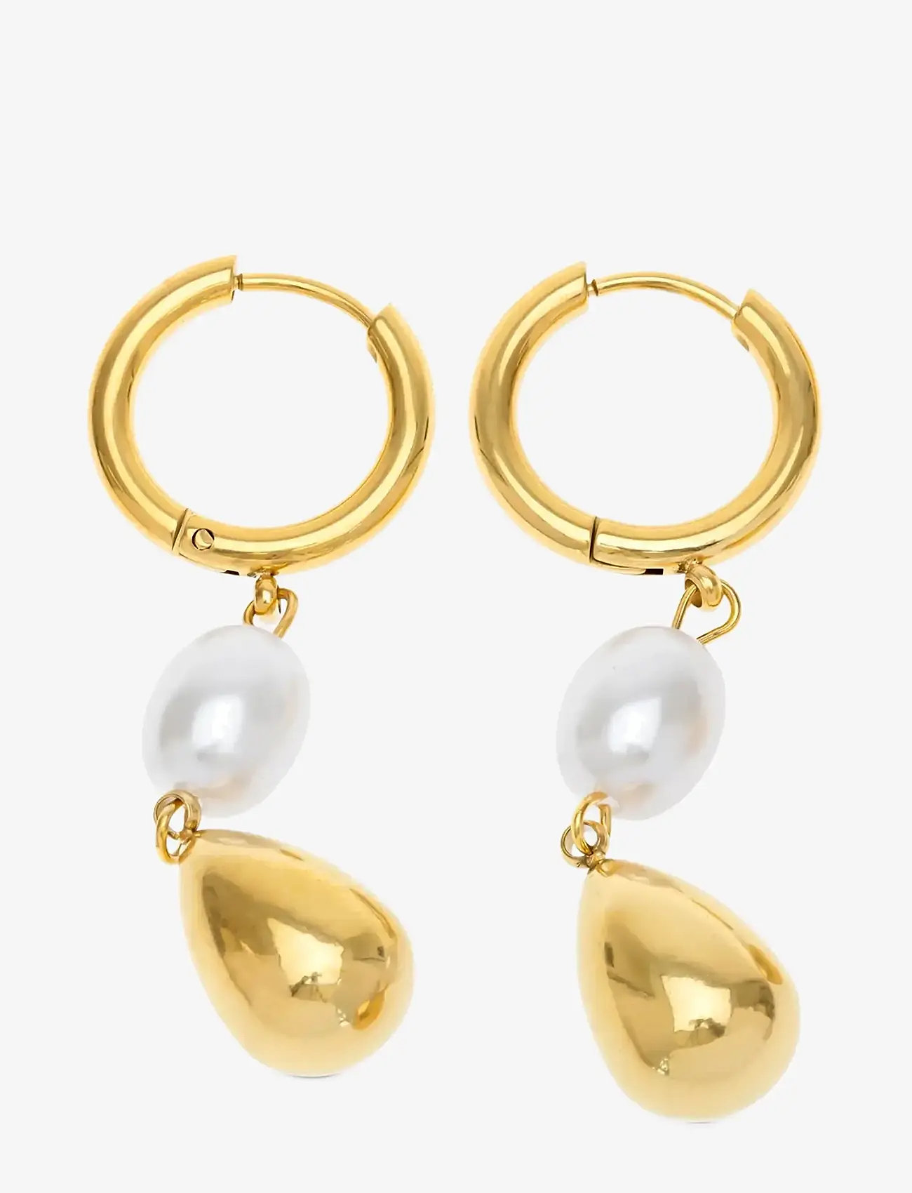 Timi of Sweden - Laura - Pearl Hoop Earrings Stainless Steel - perlenohrringe - gold - 1