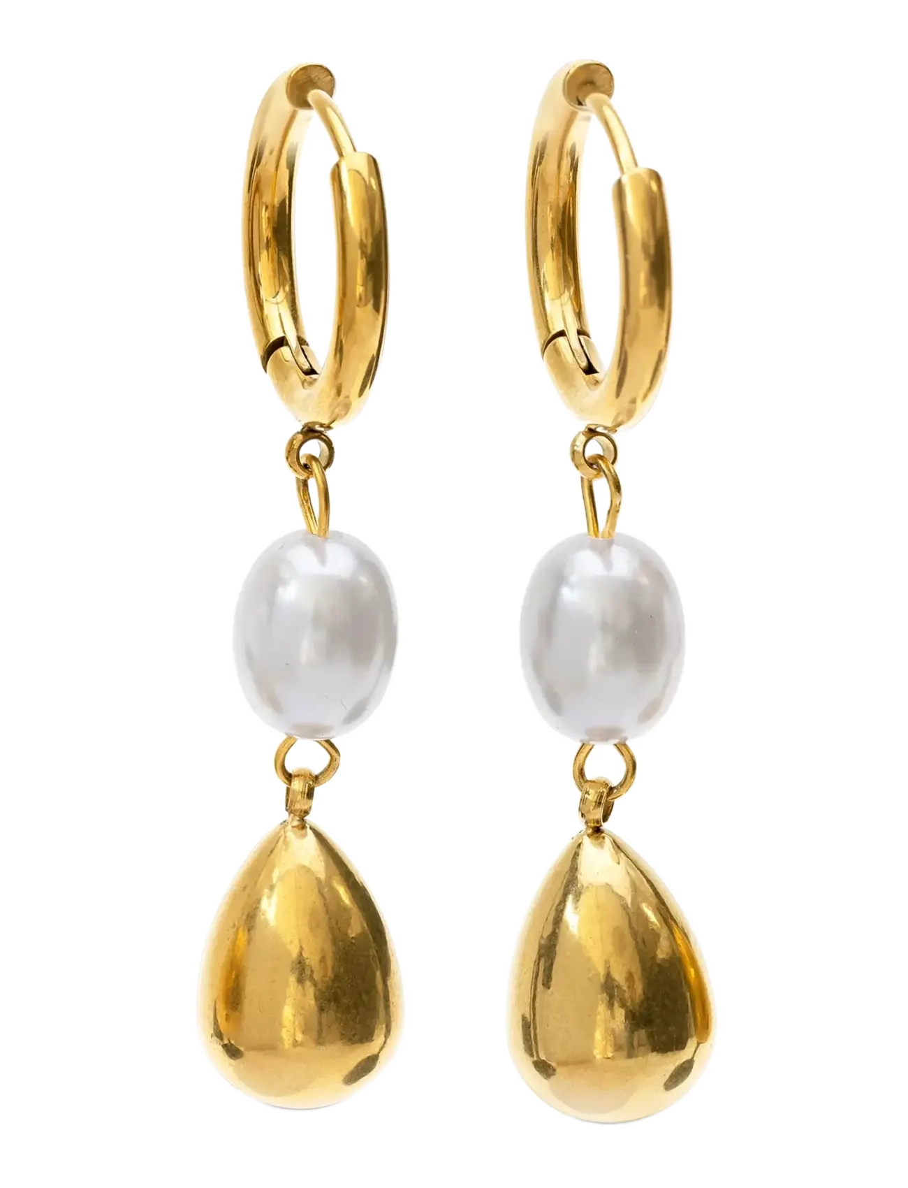 Timi of Sweden - Laura - Pearl Hoop Earrings Stainless Steel - gold - 2
