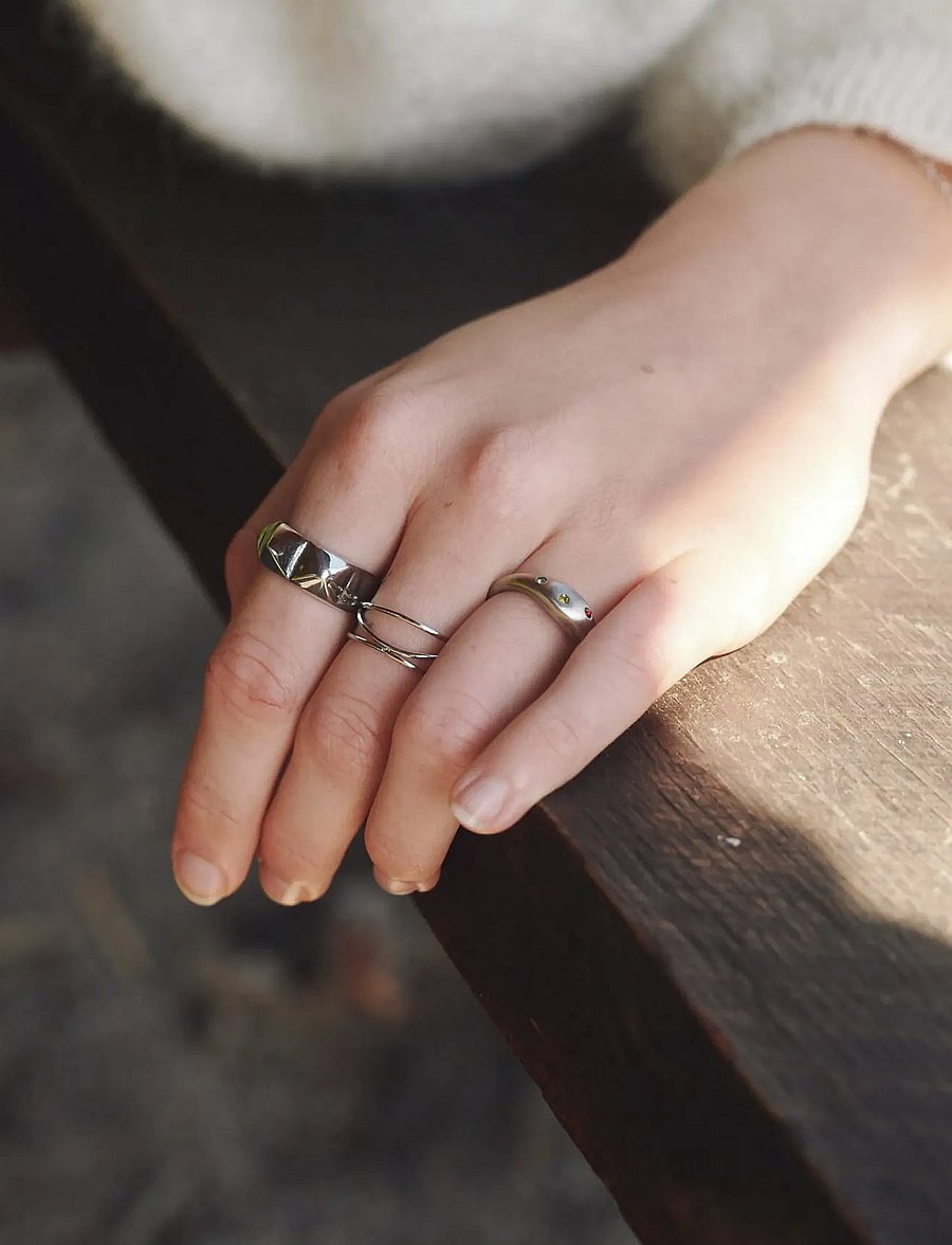 Timi of Sweden - Maria - Interlocked Ring Stainless Steel - ringar - silver - 2