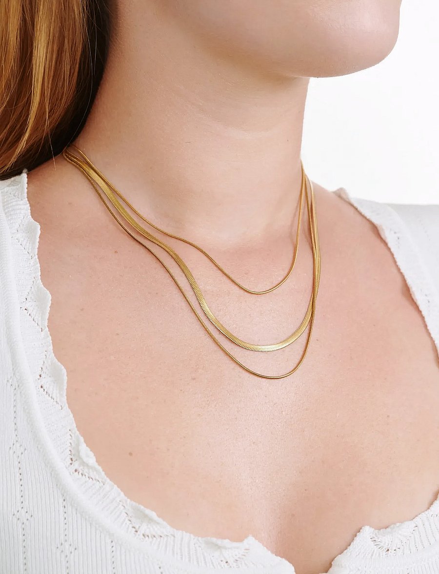 Timi of Sweden - Matilde - Triple Chain Necklace Stainless Steel - gold - 0