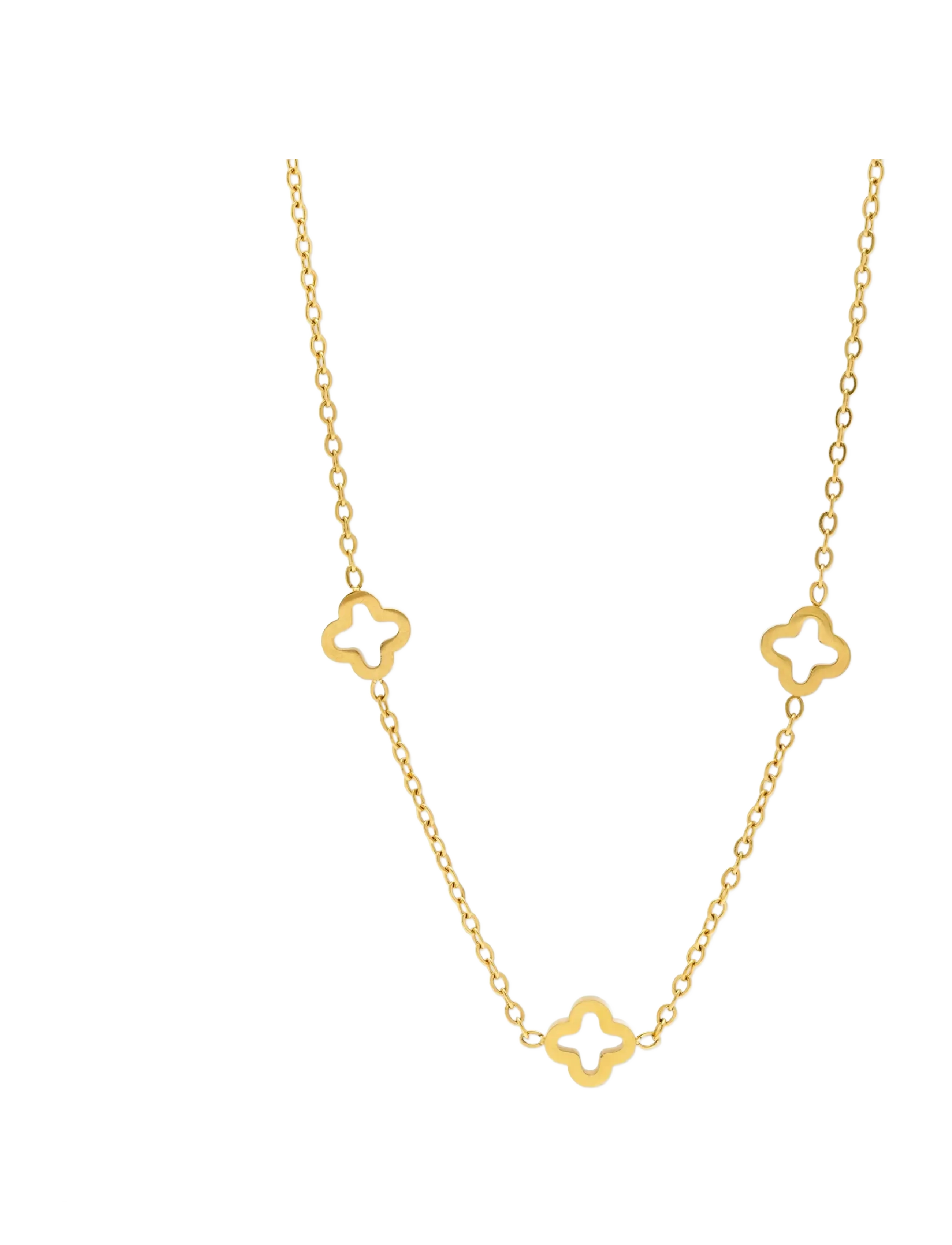 Timi of Sweden Jenna - Clover Necklace Stainless Steel - Pendant necklaces - GOLD / gold