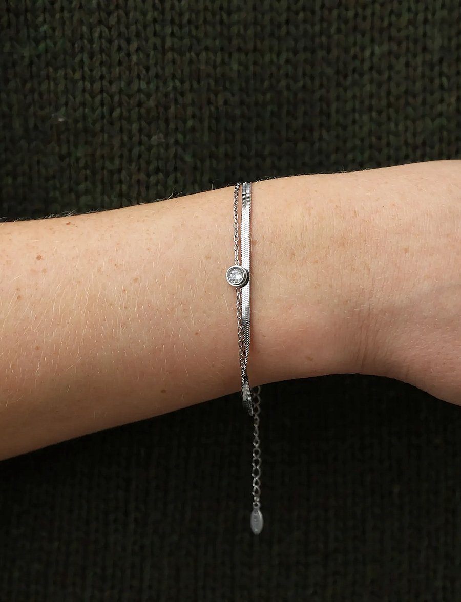 Timi of Sweden - Solvej - Duo Chain Bracelet Stainless Steel - silver - 0