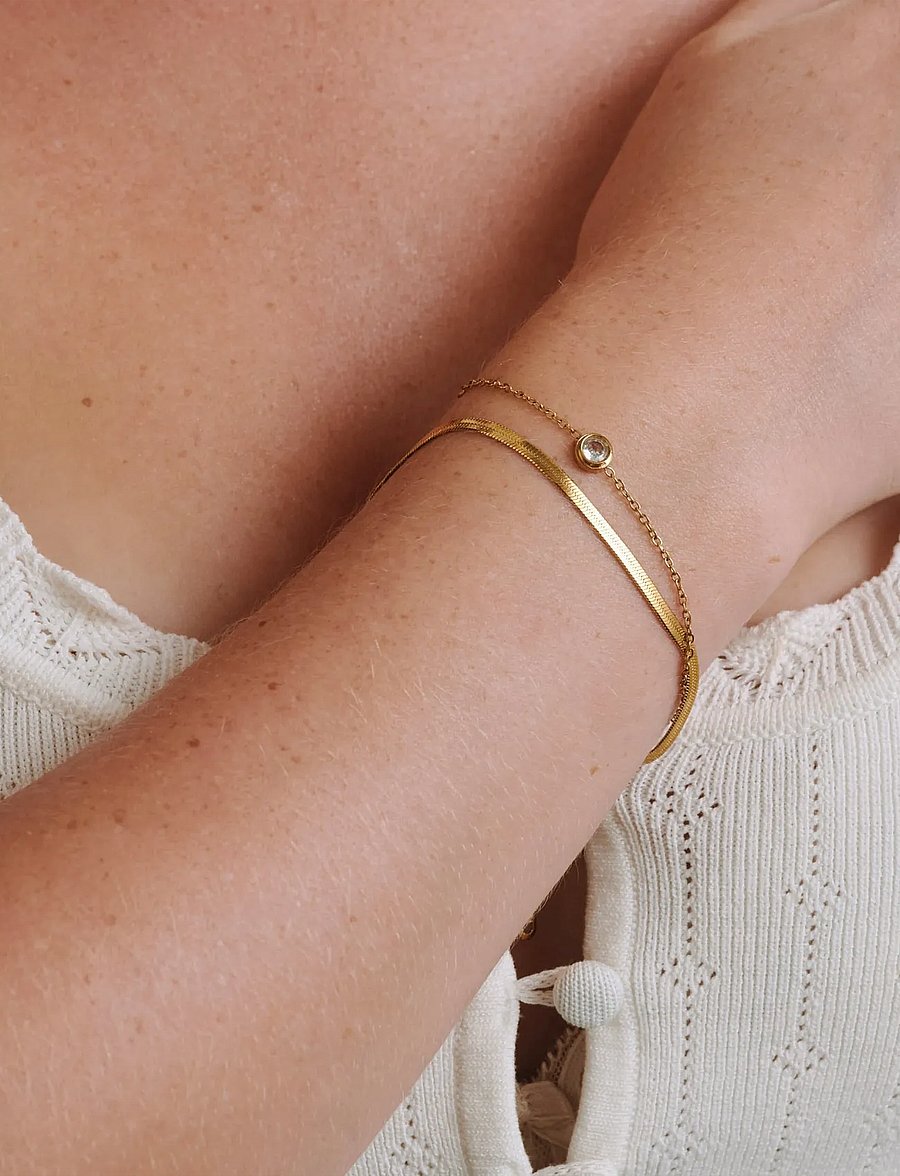 Timi of Sweden - Solvej - Duo Chain Bracelet Stainless Steel - gold - 0